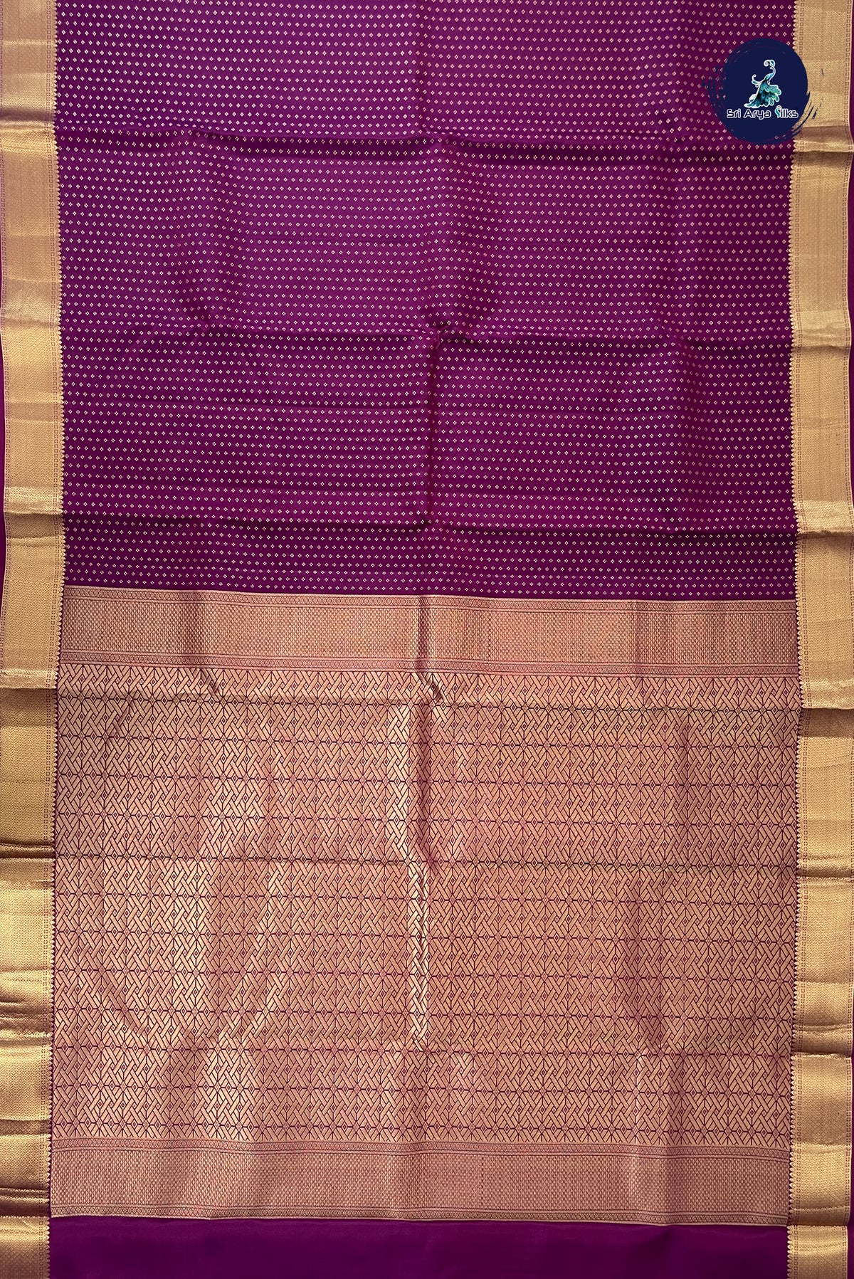 Dark Plum Traditional Silk Saree With Laksha Deepam Design Pattern