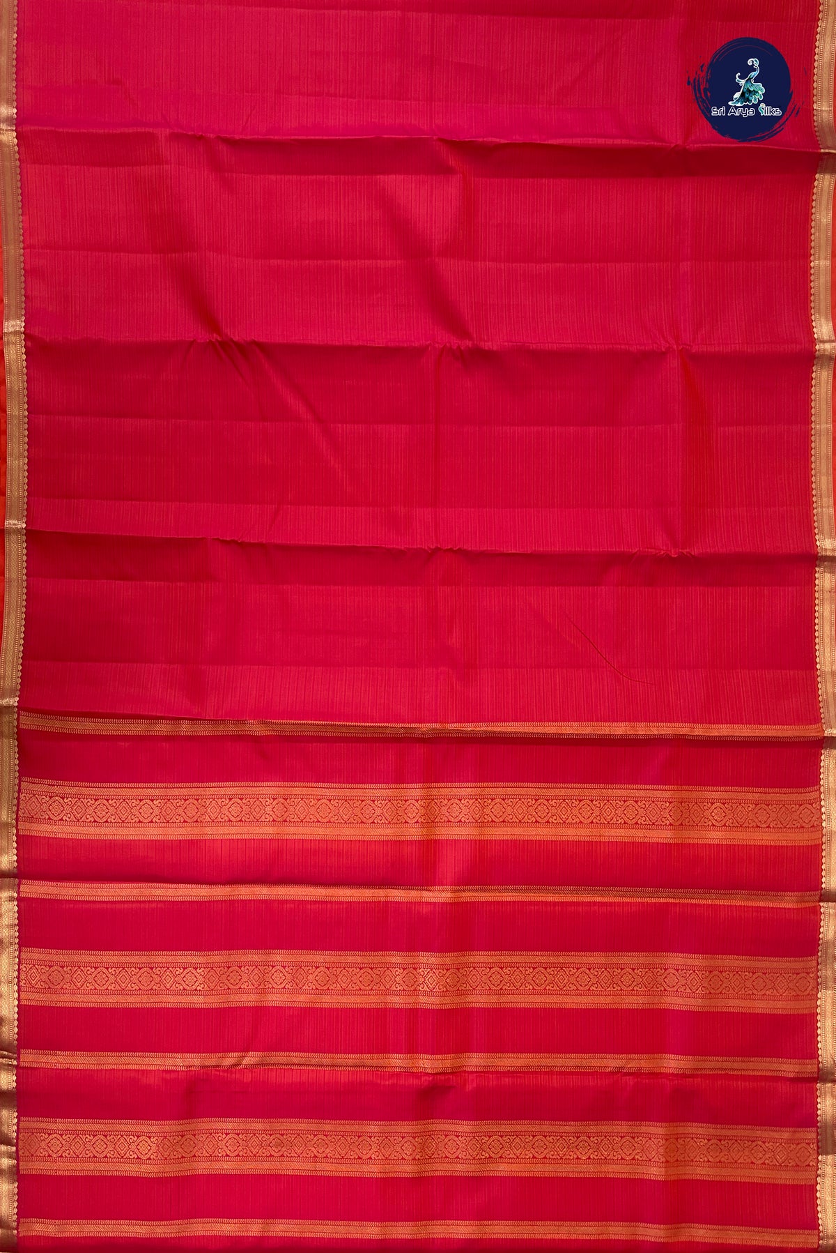 Pinkish Orange Light Weight Silk Saree With Doria Lines Pattern