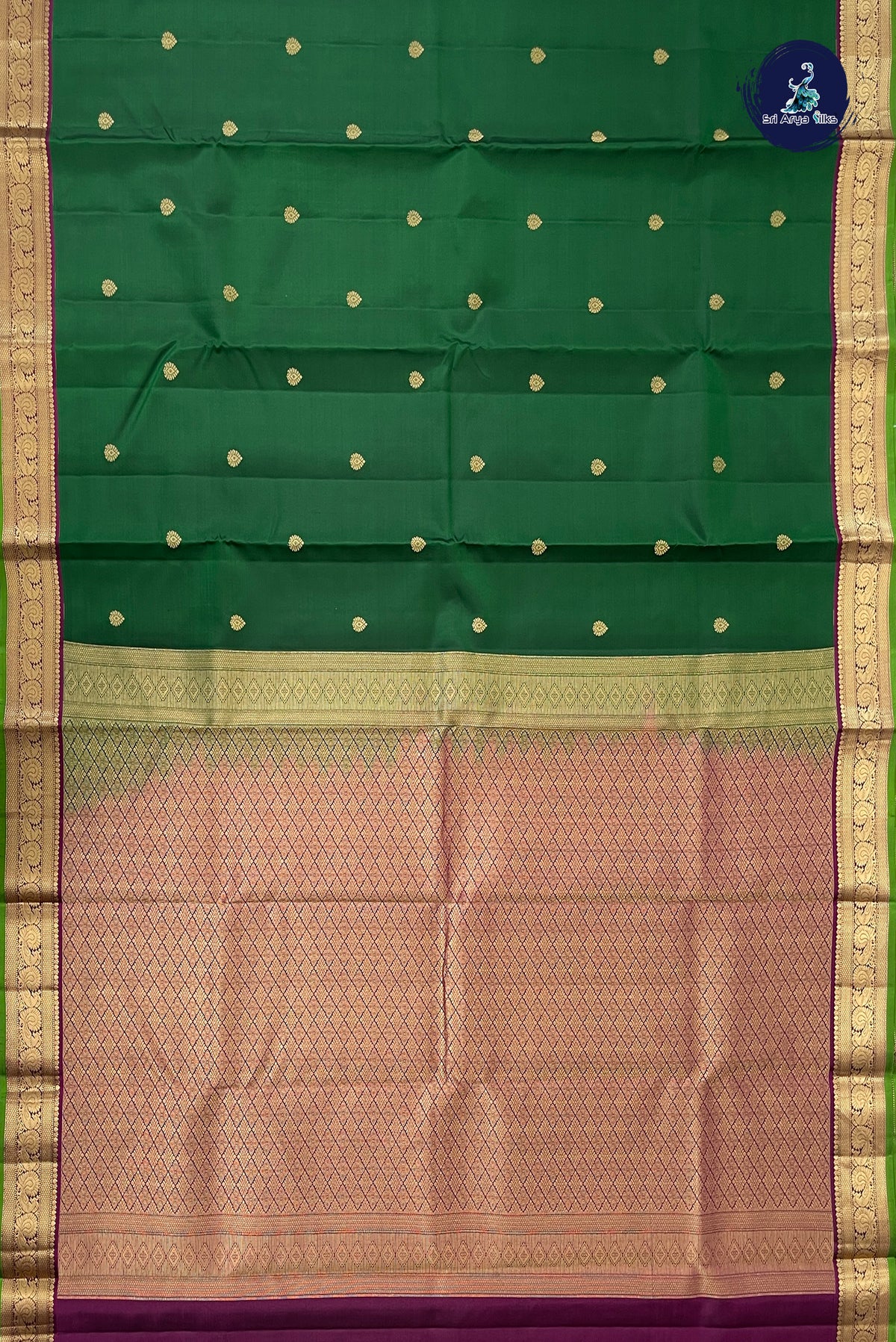 Green Traditional Silk Saree With Zari Buttas Pattern