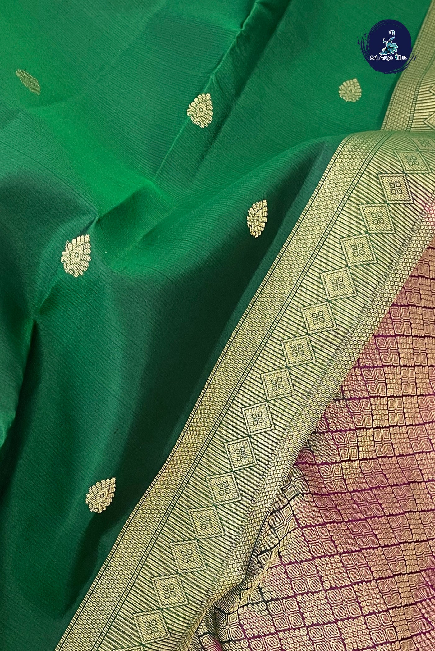 Green Traditional Silk Saree With Zari Buttas Pattern