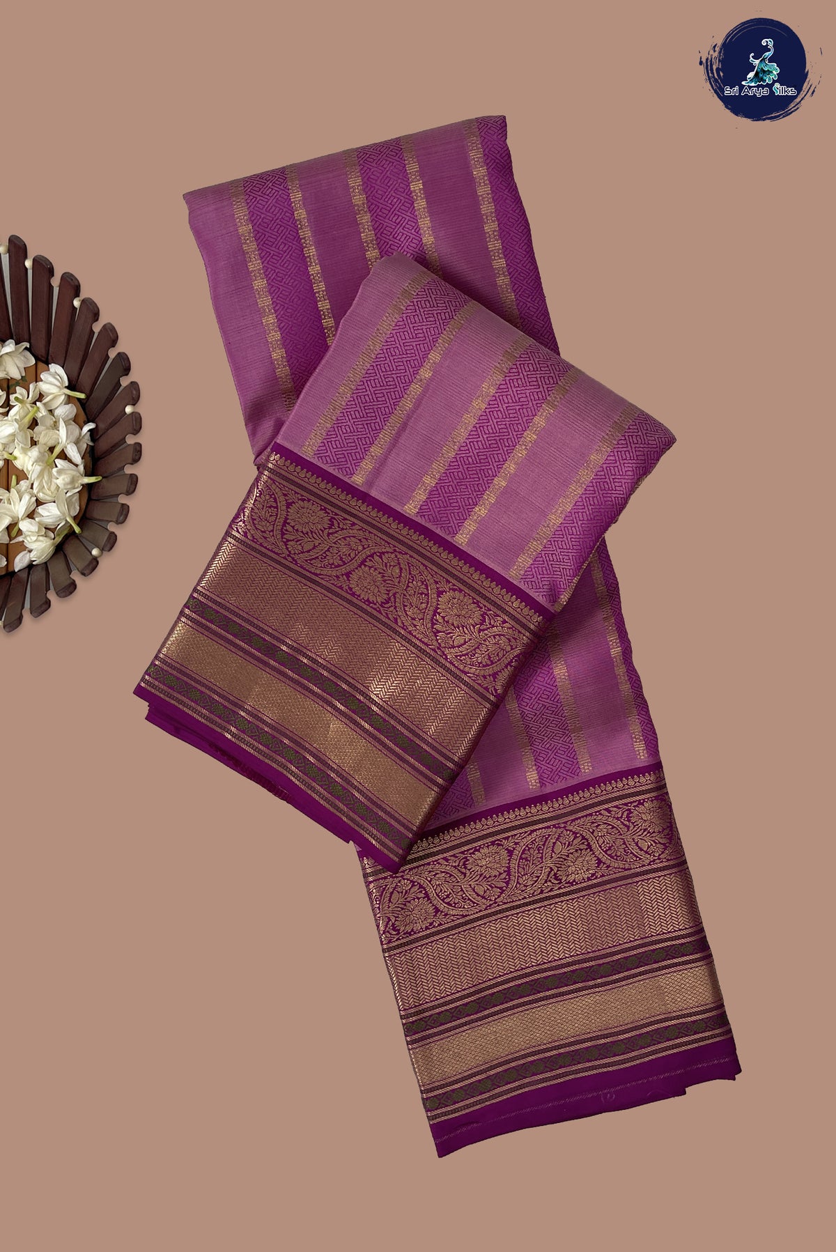 Pink Brocade Silk Saree With Embossed Pattern