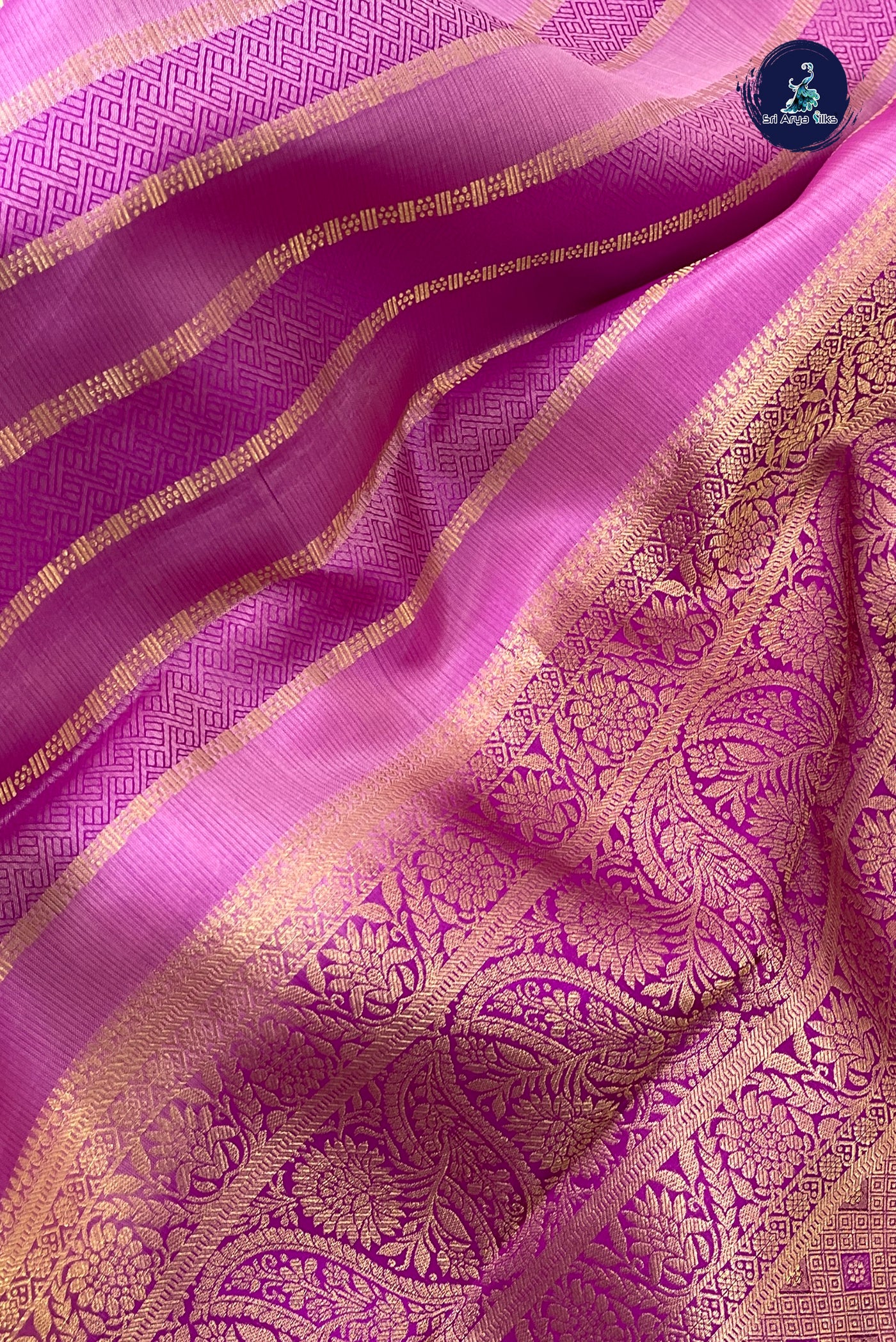 Pink Brocade Silk Saree With Embossed Pattern