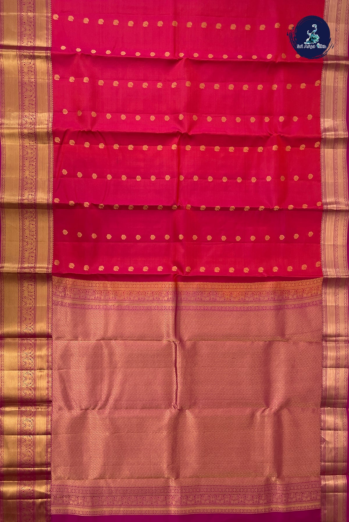 Orangish Pink Traditional Silk Saree With Zari Buttas Pattern