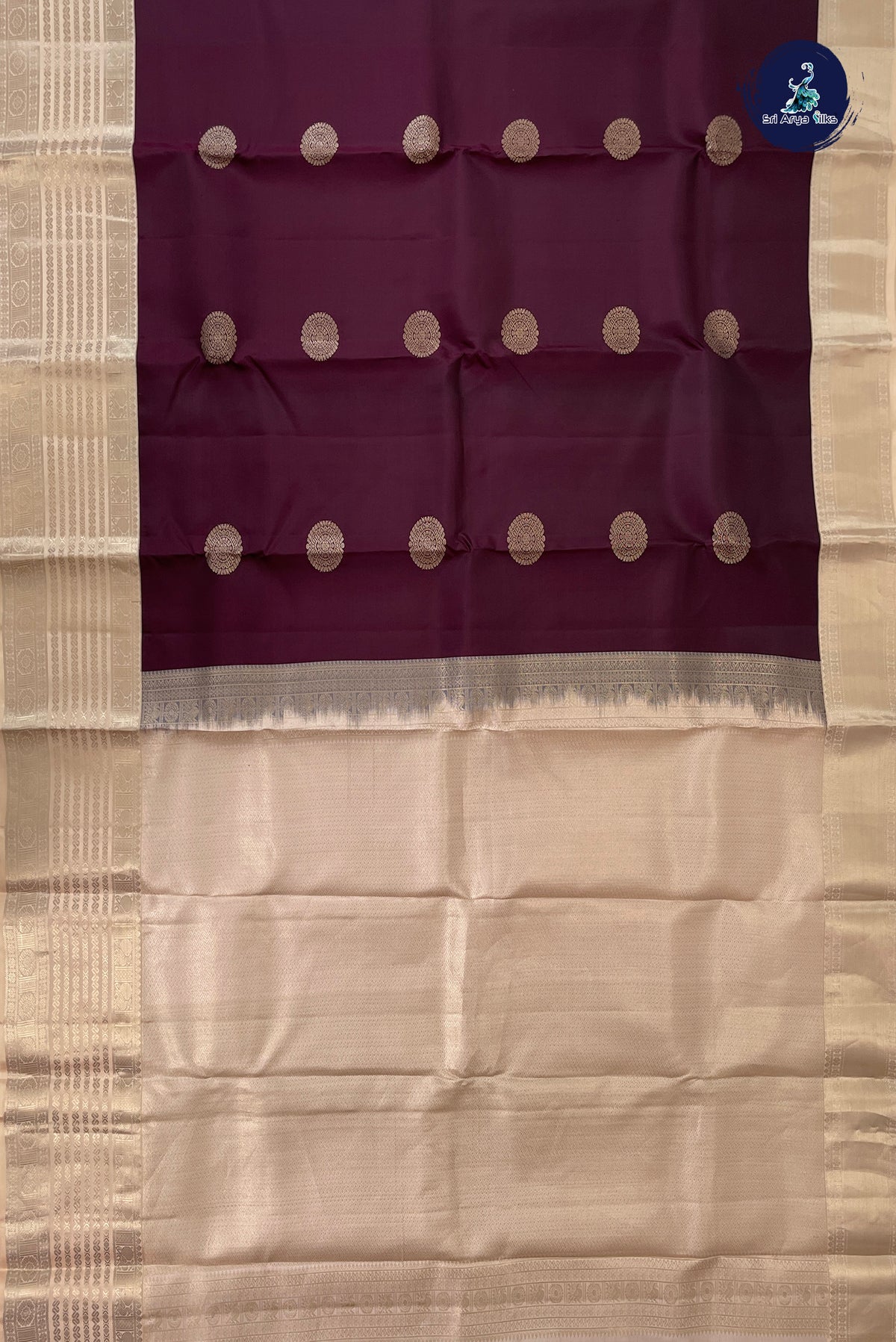 Snuf Korvai Contrast Silk Saree With Zari Buttas Pattern