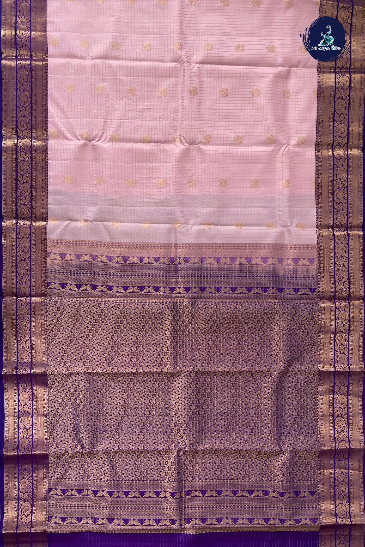 Light Pink Checked Silk Saree With Zari Checked Pattern