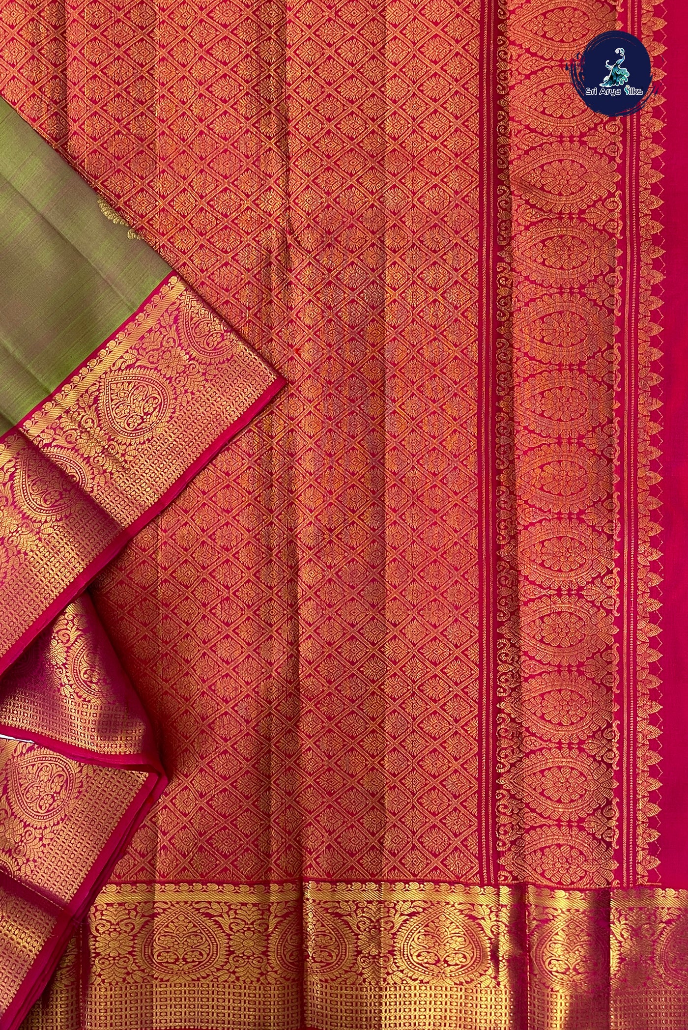 Manthulir Korvai Contrast Silk Saree With Zari Buttas Pattern