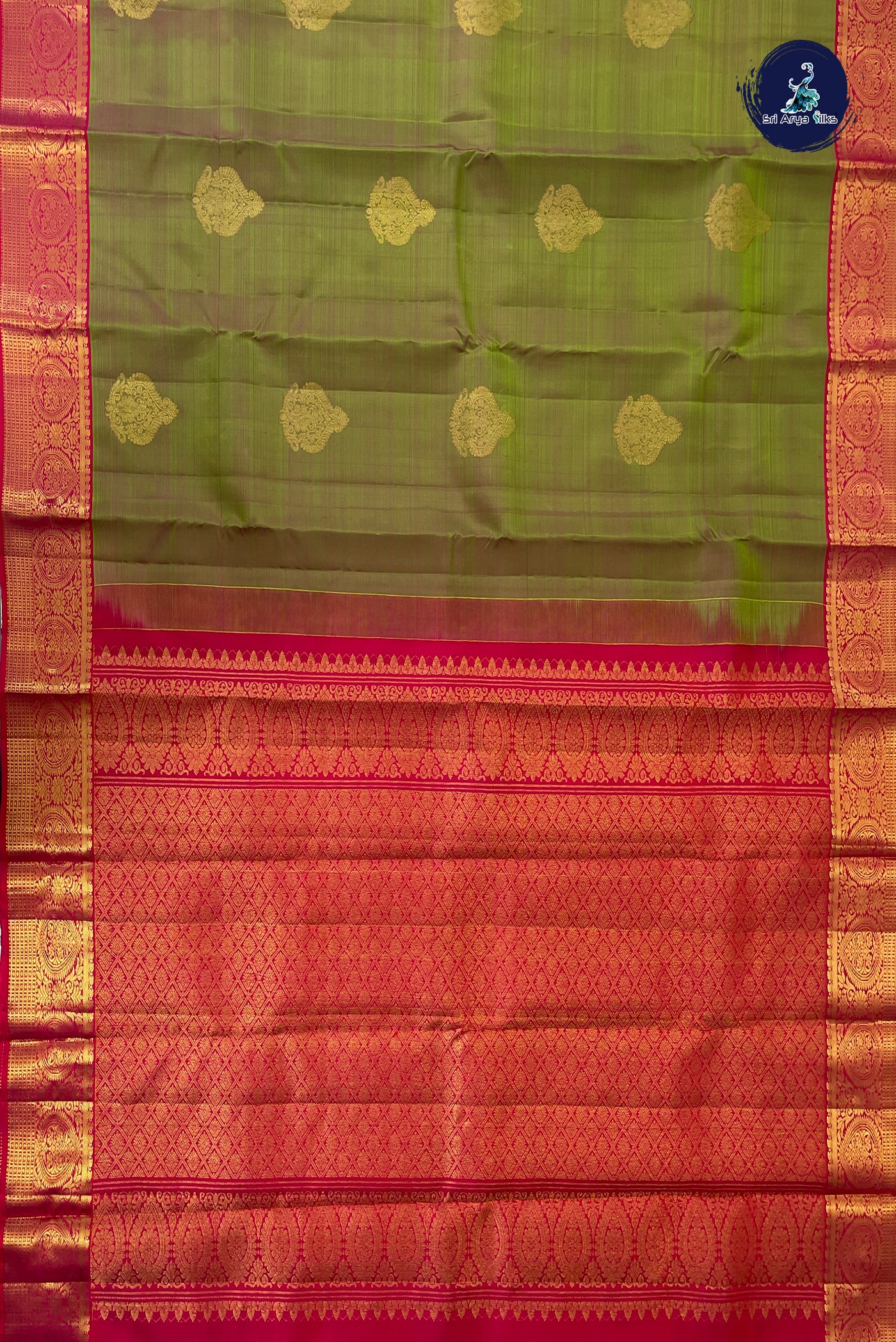 Manthulir Korvai Contrast Silk Saree With Zari Buttas Pattern