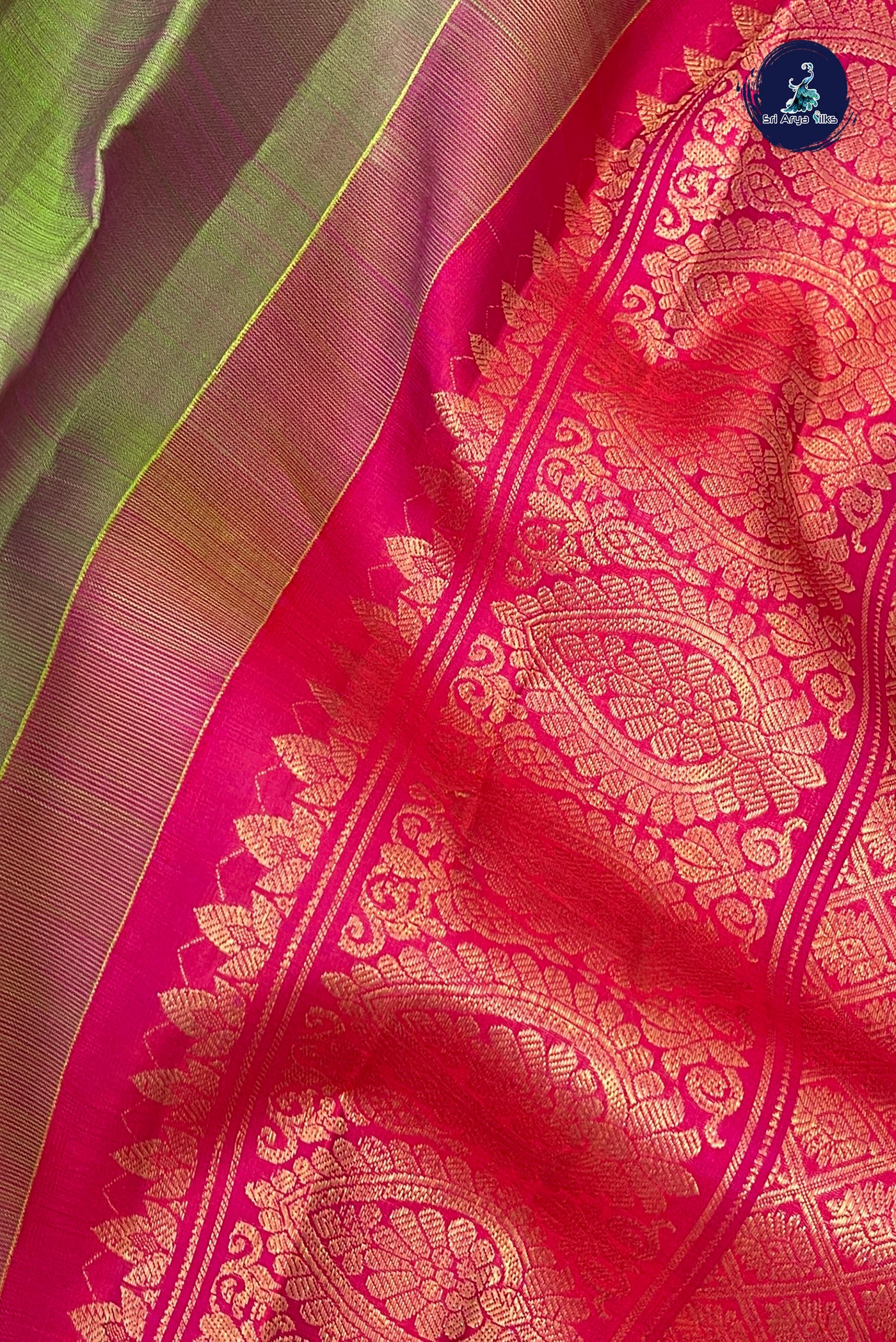 Manthulir Korvai Contrast Silk Saree With Zari Buttas Pattern