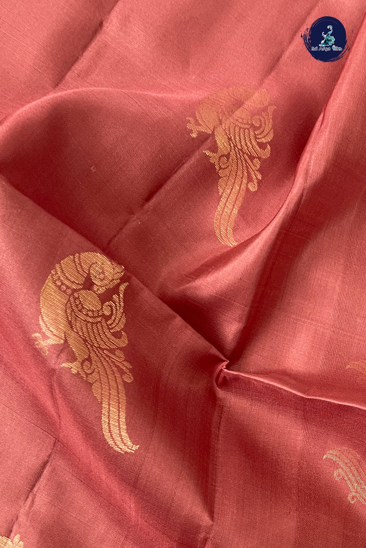 Caramel Shade Soft Silk Saree With Peacock Butta Pattern
