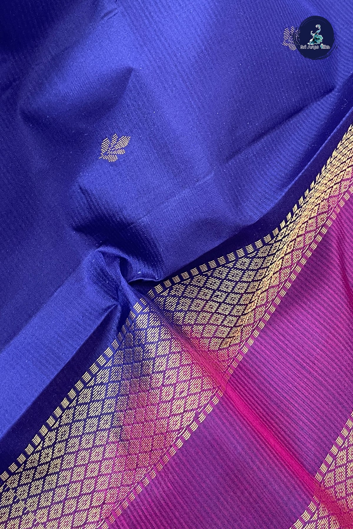 Dark Blue Light Weight Silk Saree With Zari Buttas Pattern