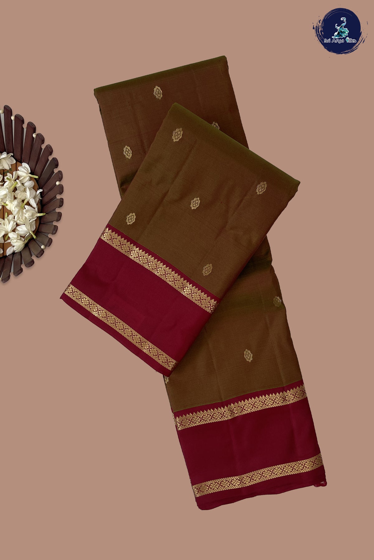 Dual Tone Mehendi Green Light Weight Silk Saree With Zari Buttas Pattern