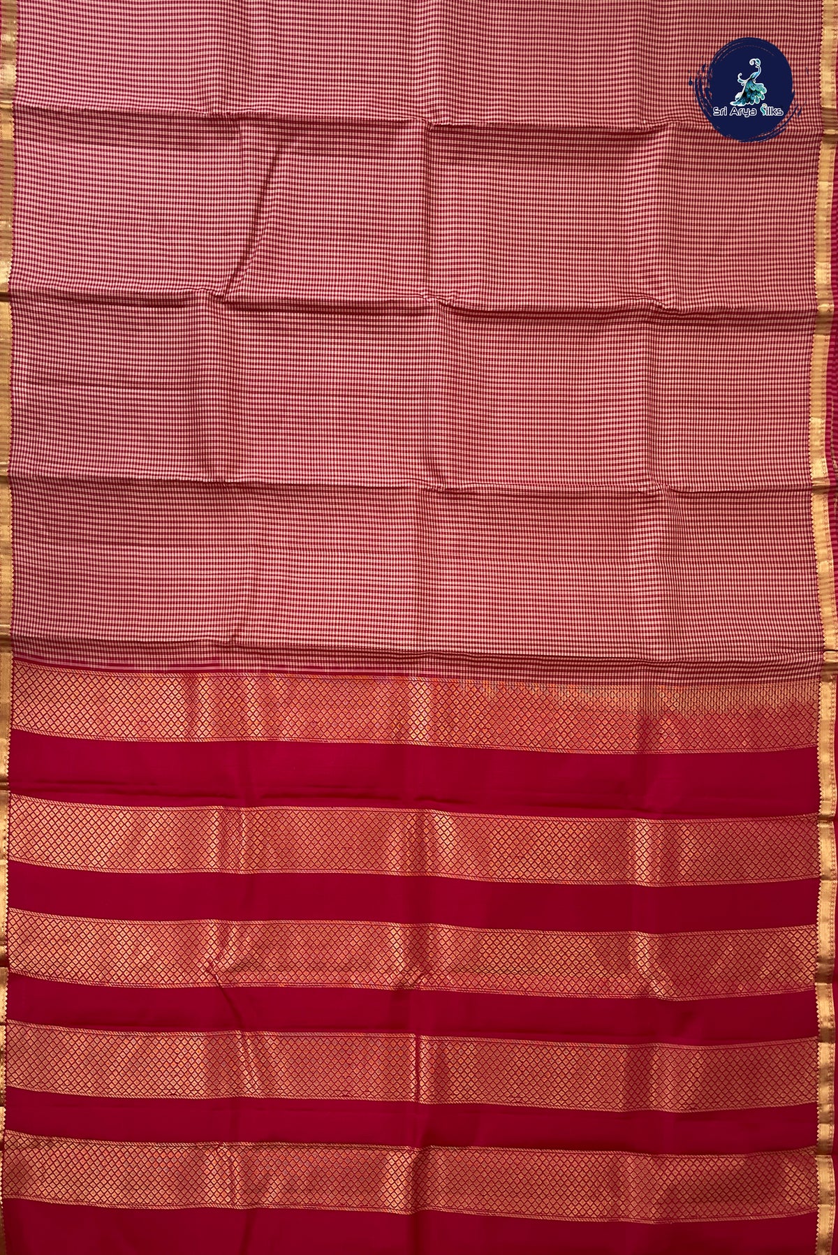 Pink Light Weight Silk Saree With Checked Pattern