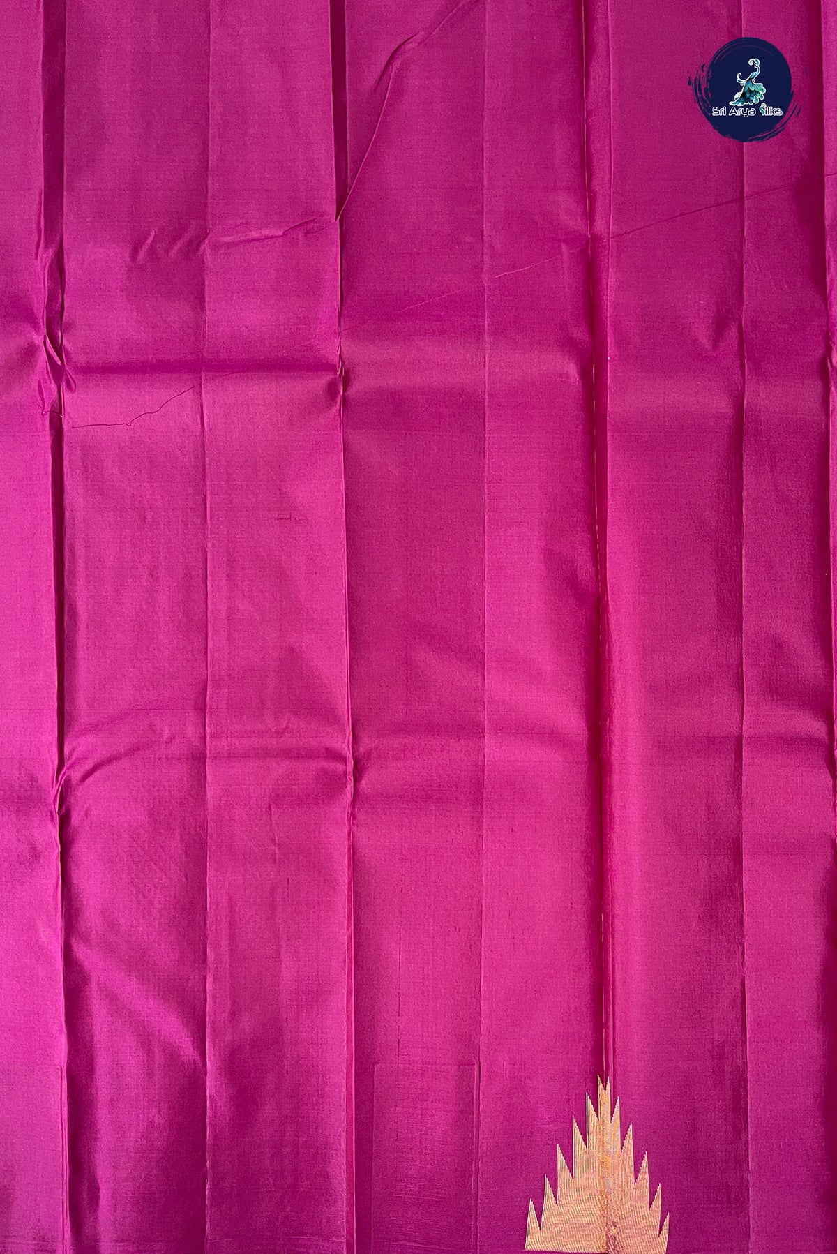 Magenta Purple Thalampoo / Temple Border Silk Saree With Plain Pattern