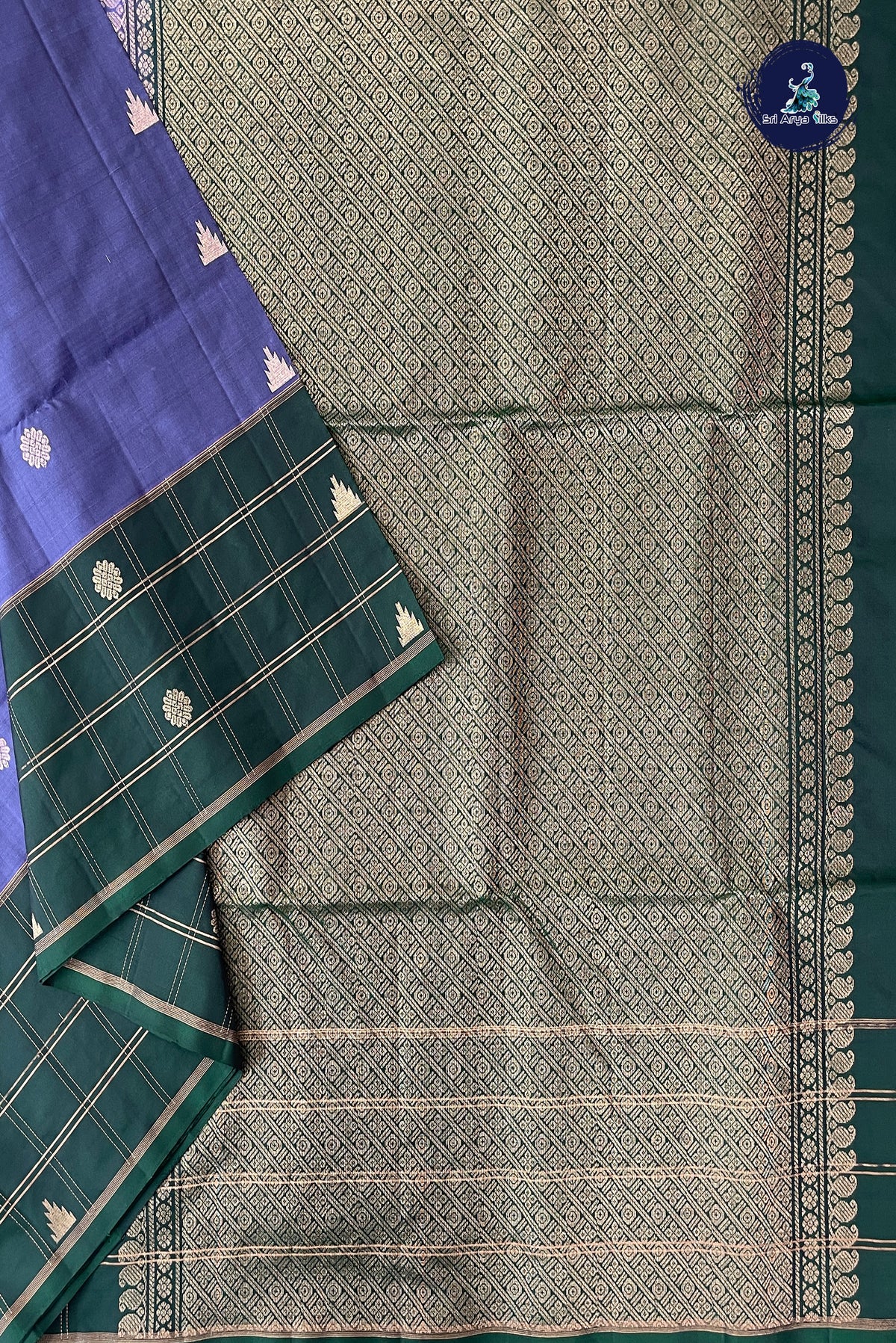 Bluish Grey Half Pure Silk Saree With Zari Buttas Pattern