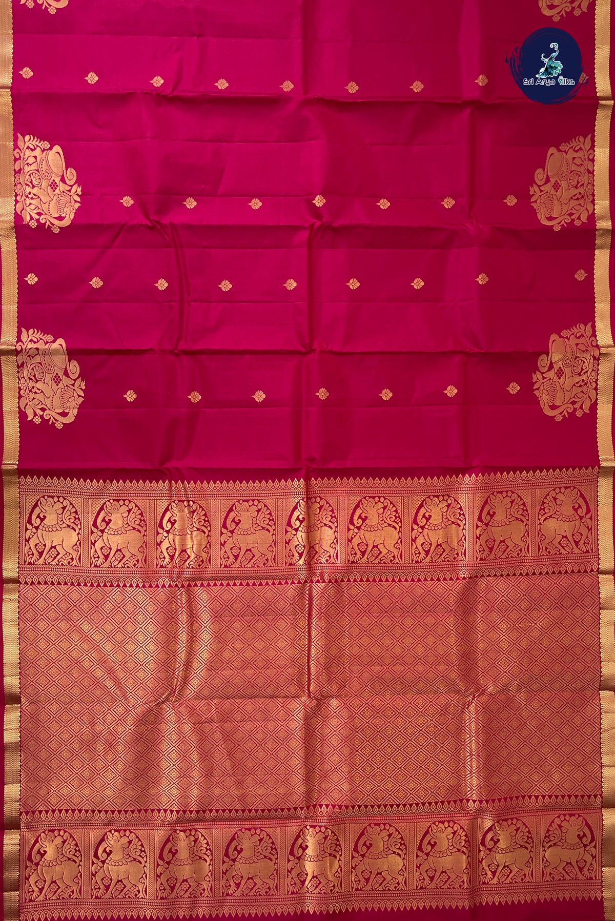 Dark Pink Light Weight Silk Saree With Zari Buttas Pattern