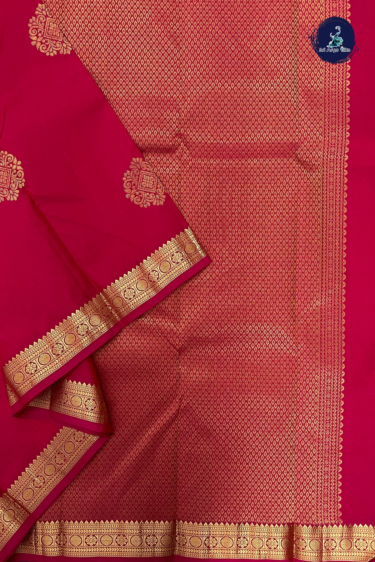 Dark Pink Light Weight Silk Saree With Zari Buttas Pattern