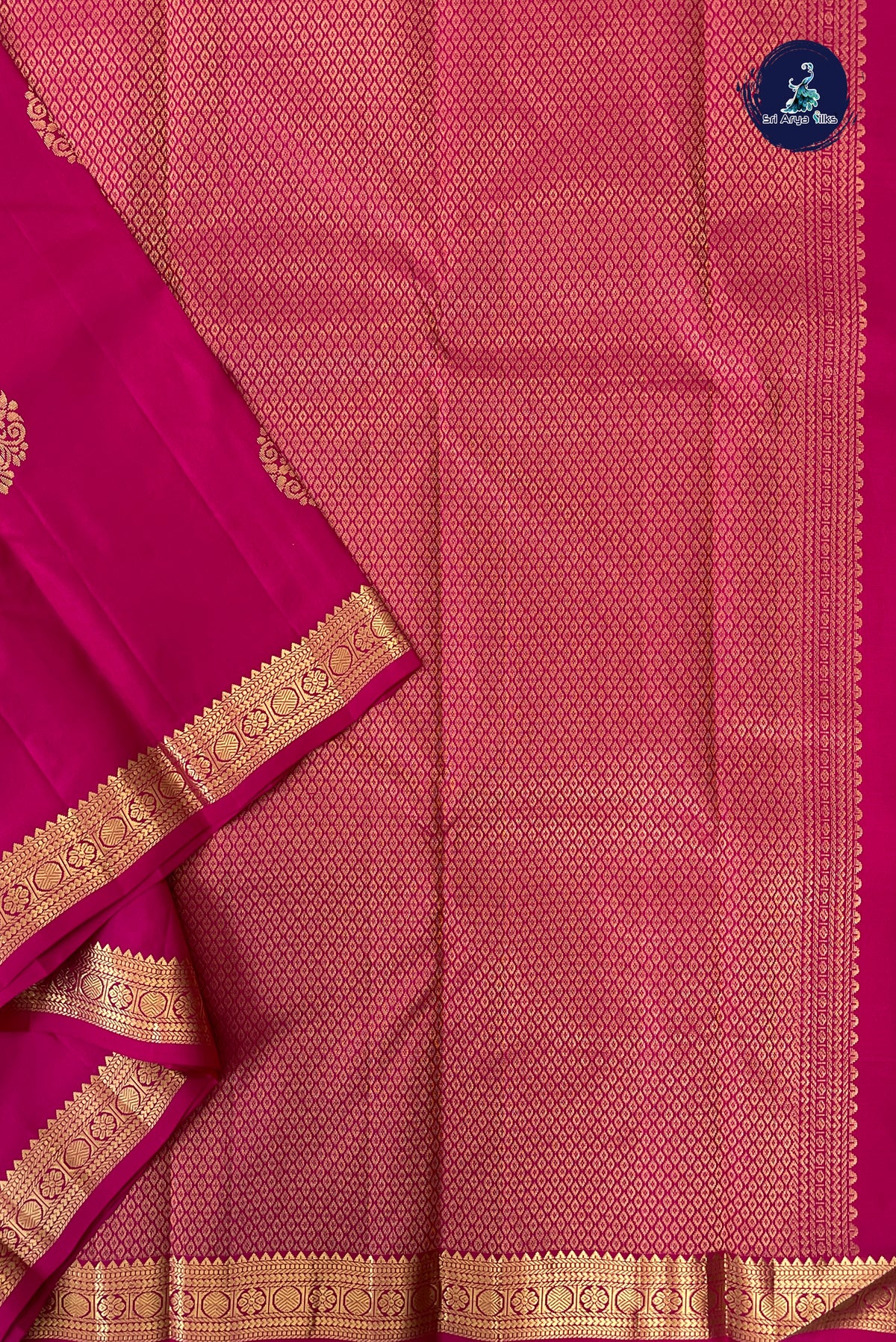 Rani Pink Light Weight Silk Saree With Zari Buttas Pattern