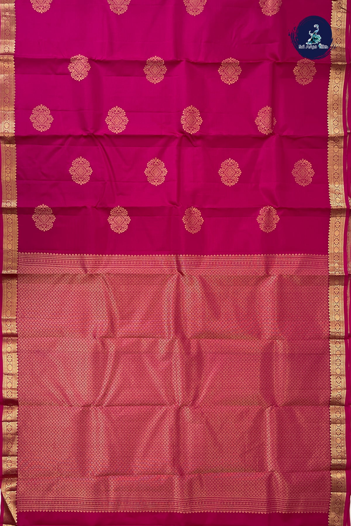 Rani Pink Light Weight Silk Saree With Zari Buttas Pattern