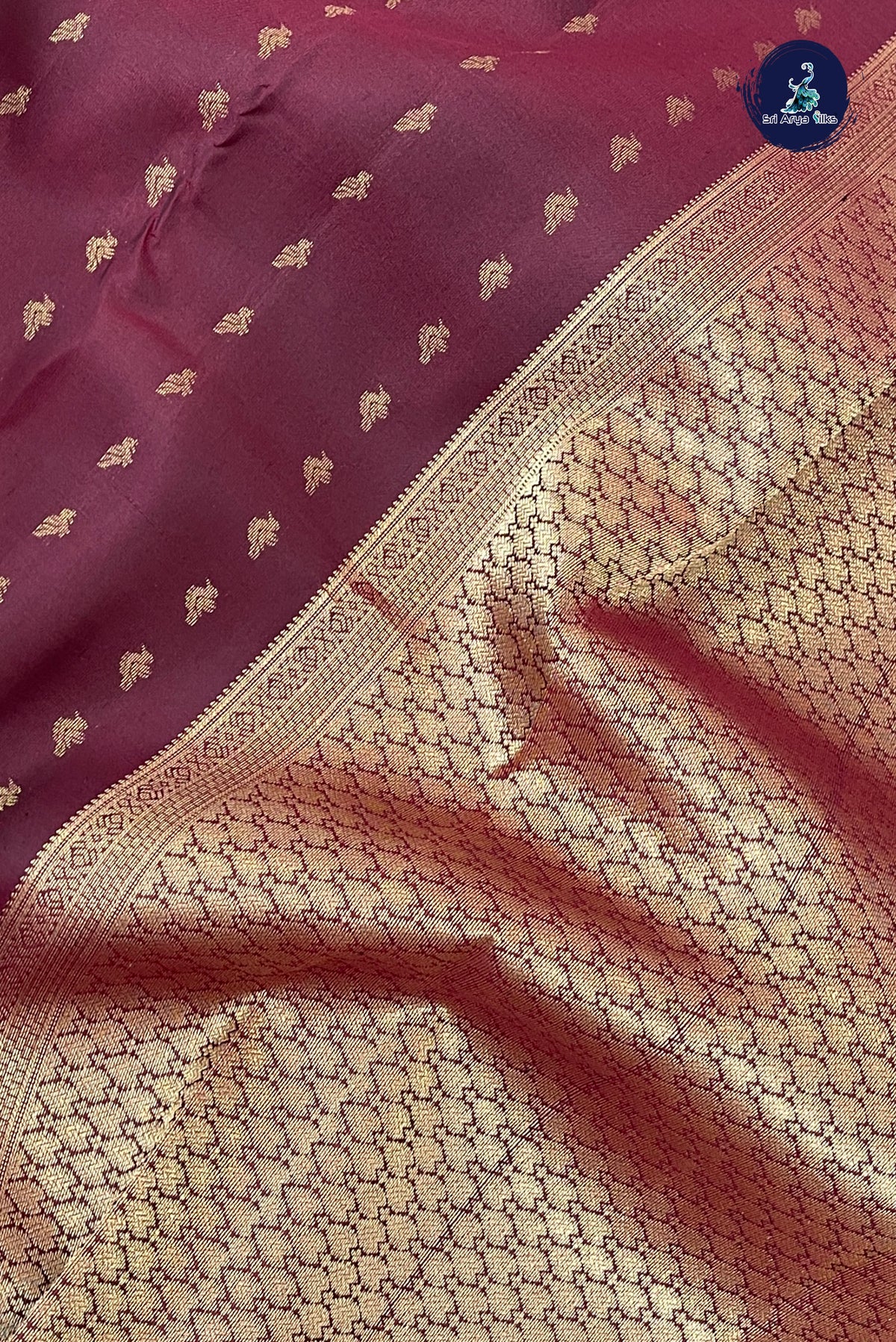 Dual Tone Maroon Bridal Silk Saree With Zari Buttas Pattern
