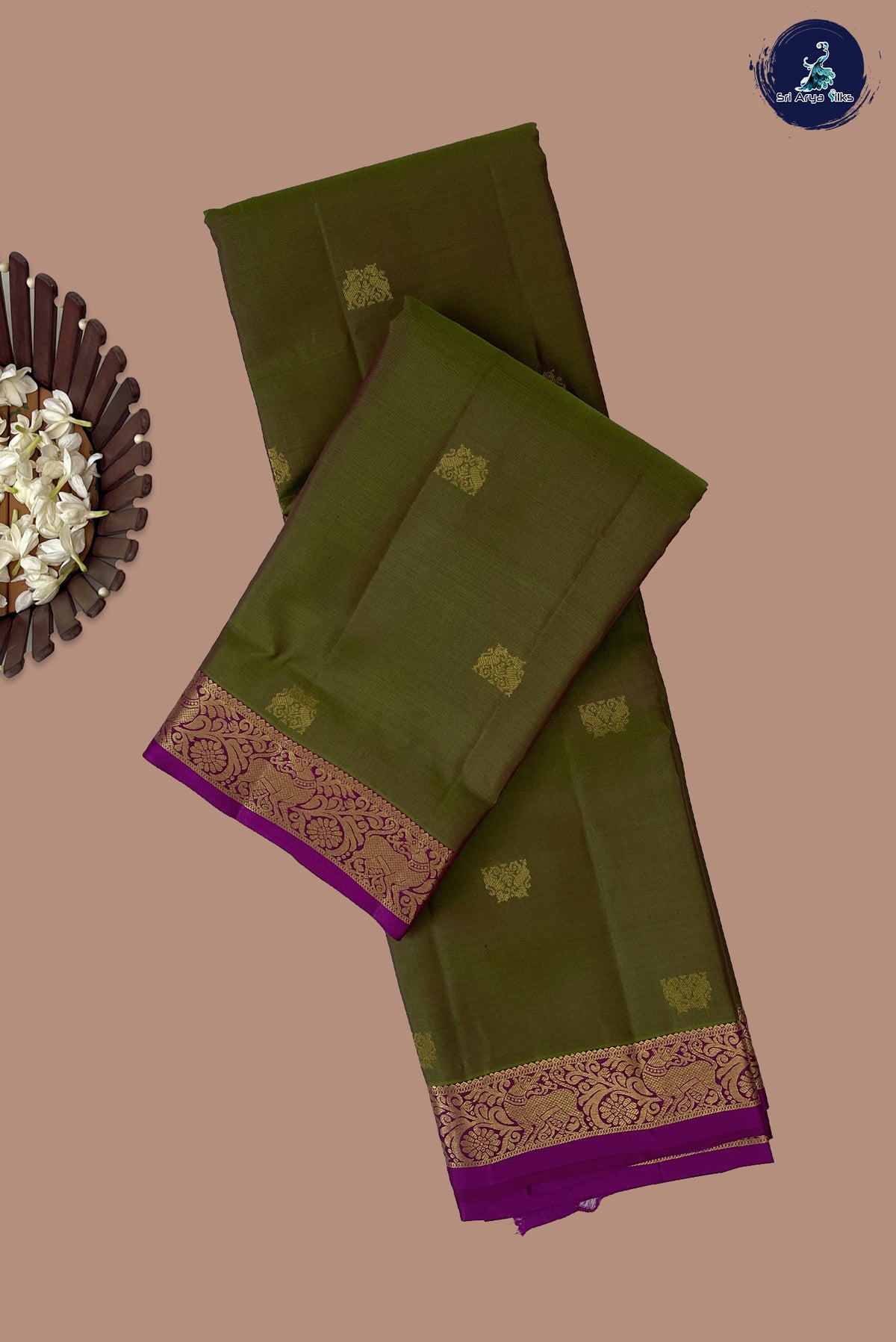 Manthulir Light Weight Silk Saree With Zari Buttas Pattern