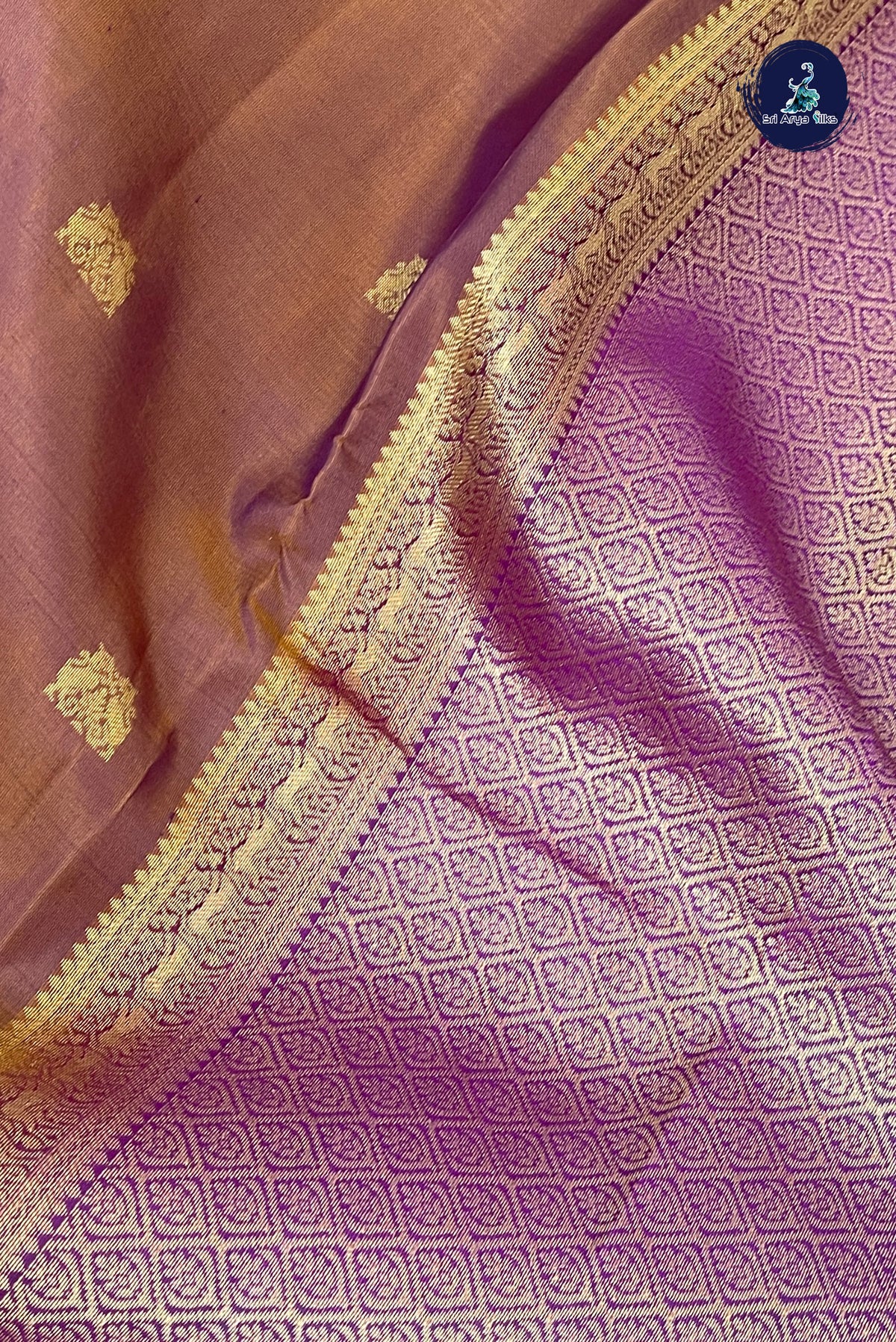 Dual Tone Brown Light Weight Silk Saree With Zari Buttas Pattern