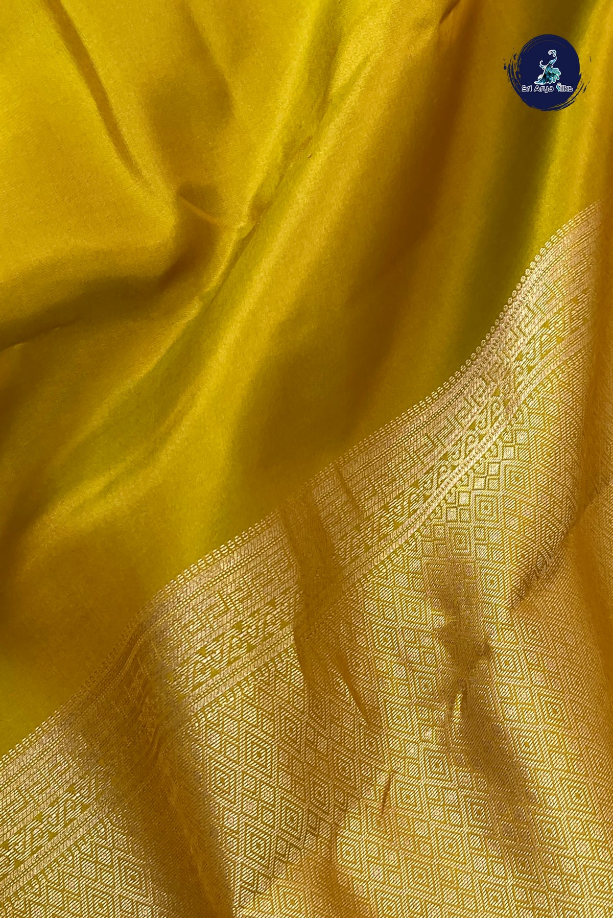 Mustard Yellow Thalampoo / Temple Border Silk Saree With Plain Pattern