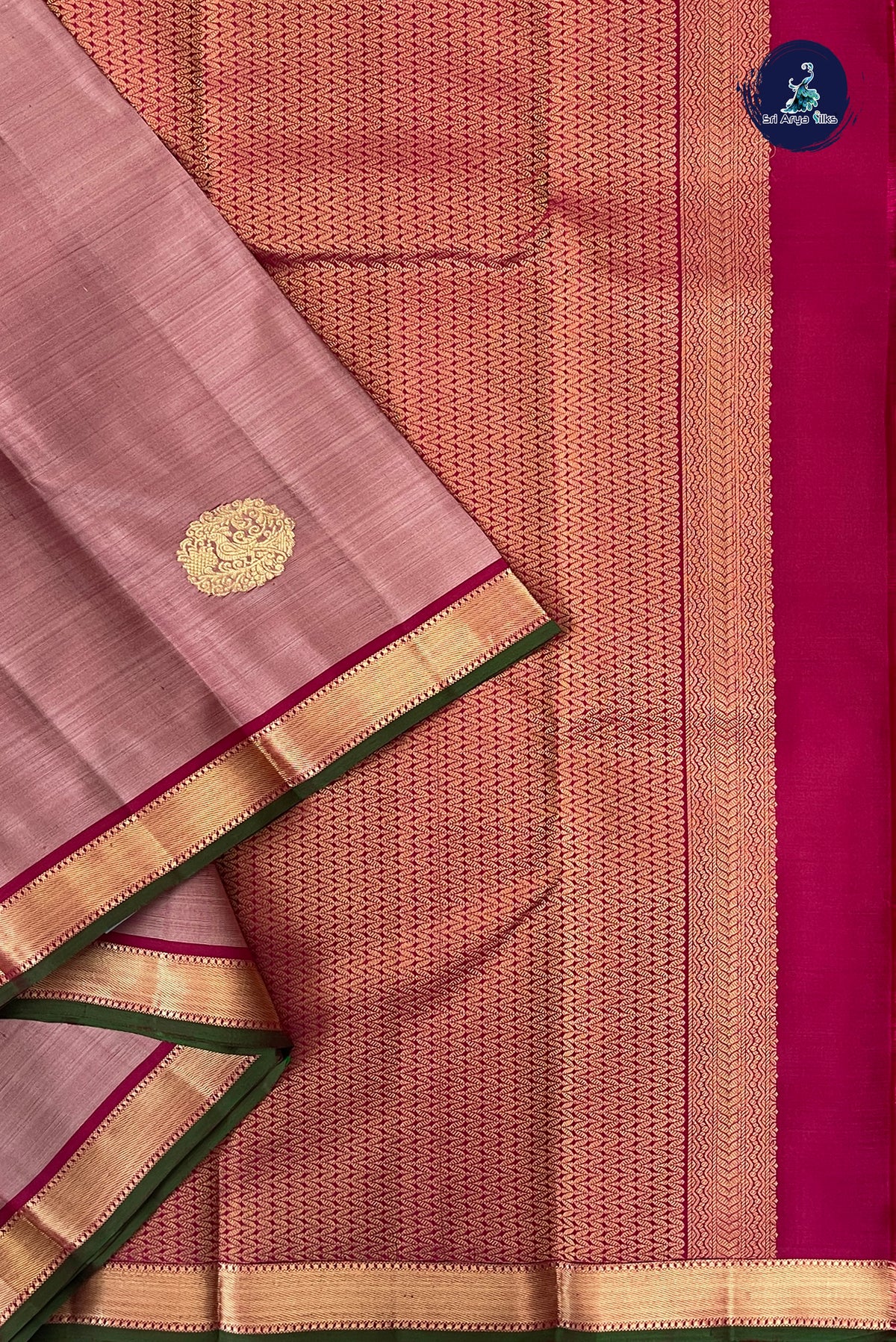 Caramel Shade Mayil Chakram Butta Silk Saree With Zari Buttas Pattern