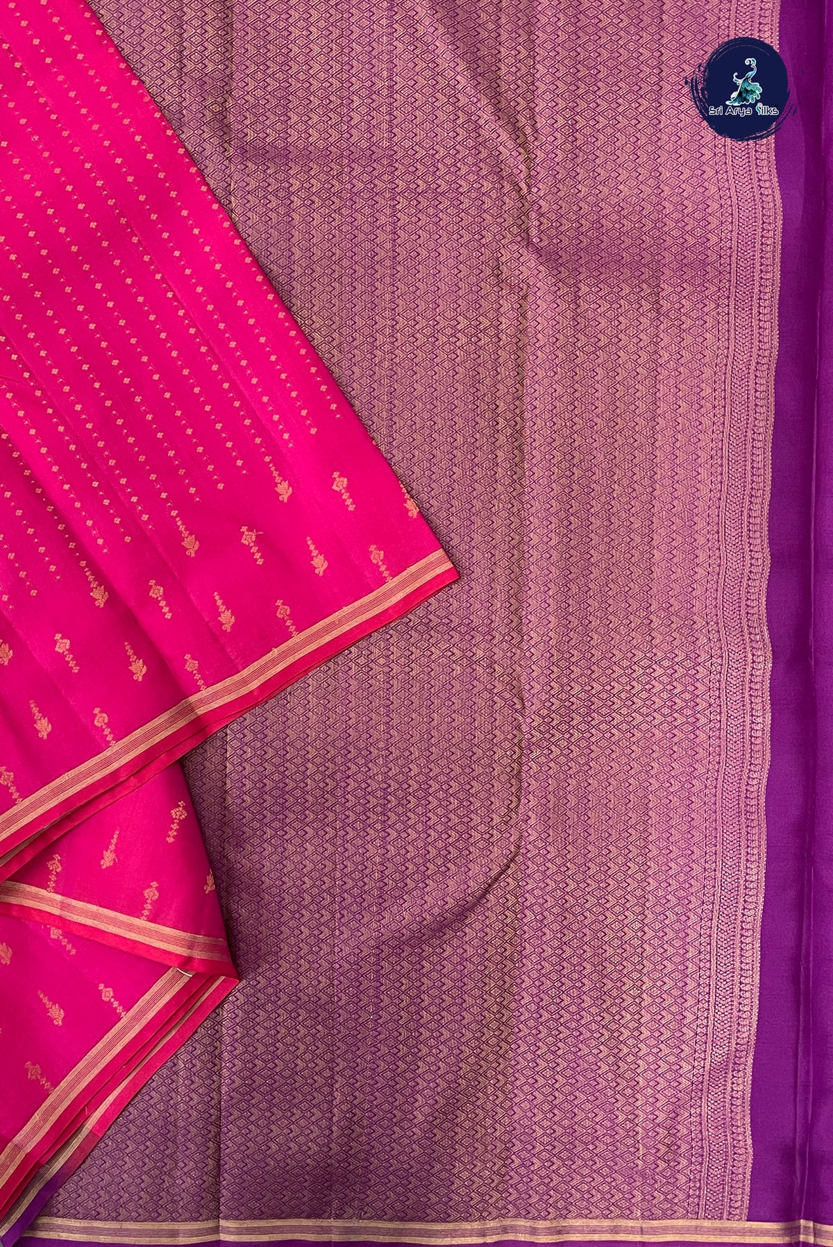 Dark Pink Light Weight Silk Saree With 1000 Butta Pattern