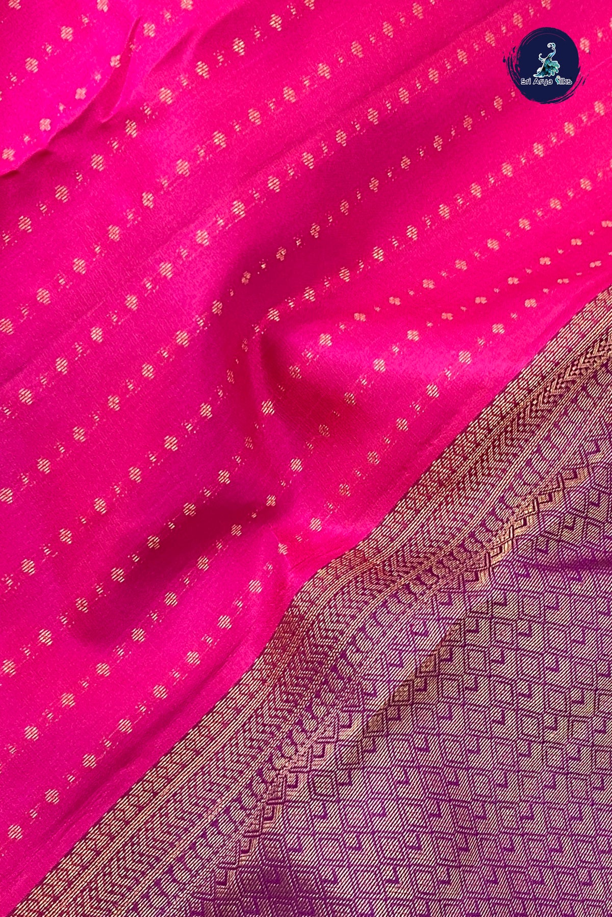 Dark Pink Light Weight Silk Saree With 1000 Butta Pattern