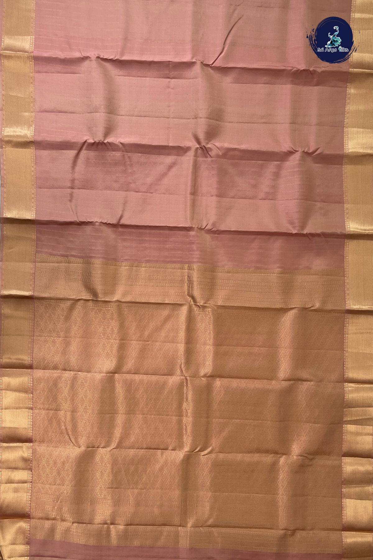 Peach Bridal Silk Saree With Stripes Pattern