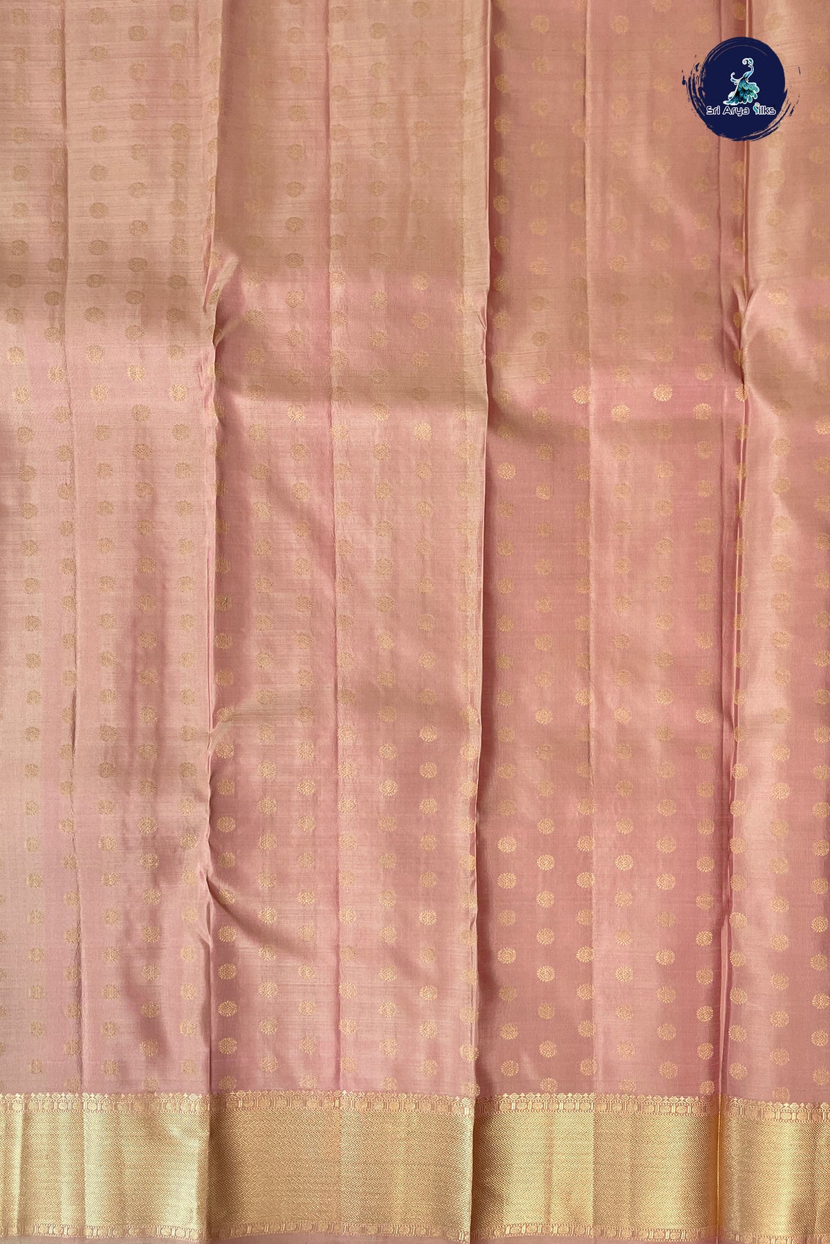 Peach Bridal Silk Saree With Stripes Pattern