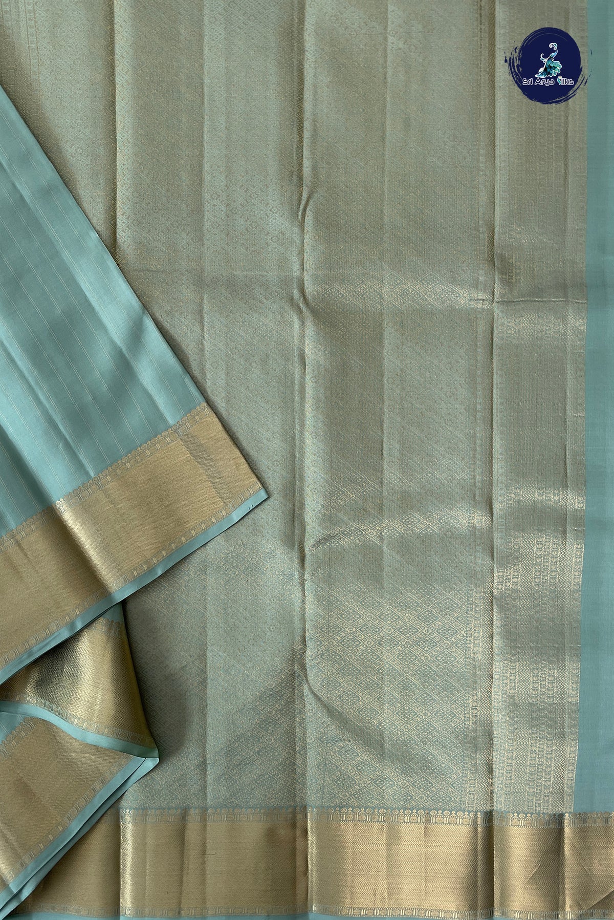 Pastel Green Bridal Silk Saree With Stripes Pattern