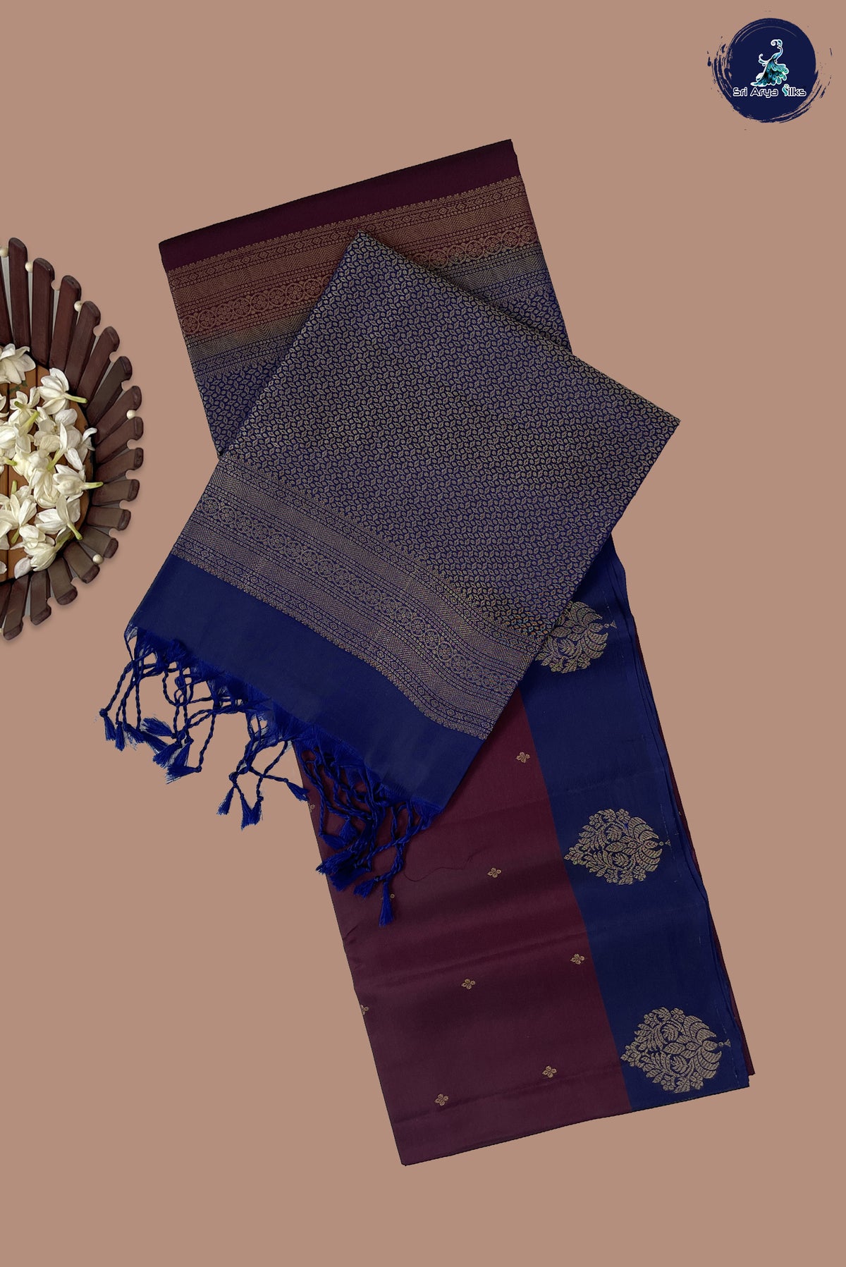 Snuf Half Pure Silk Saree With Zari Buttas Pattern