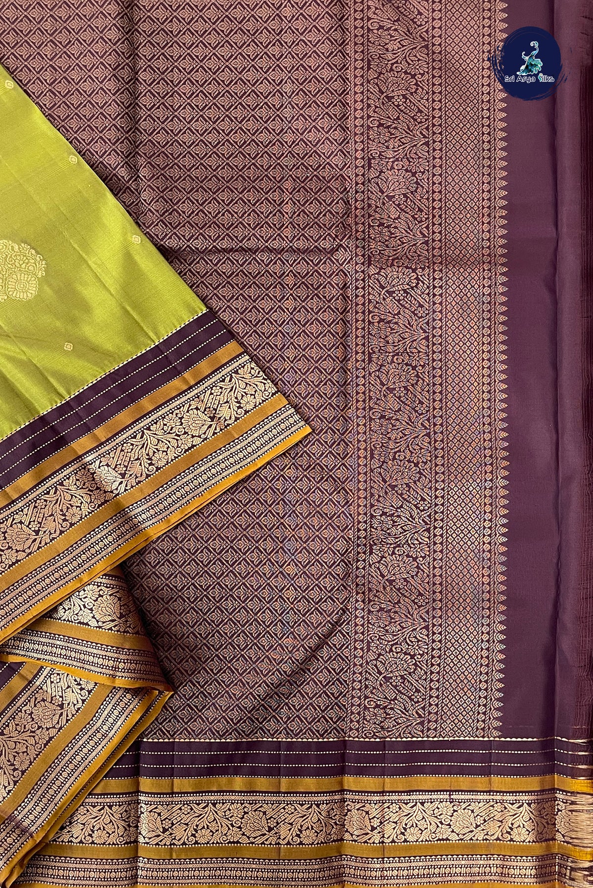 Mehendi Green Half Pure Silk Saree With Zari Buttas Pattern