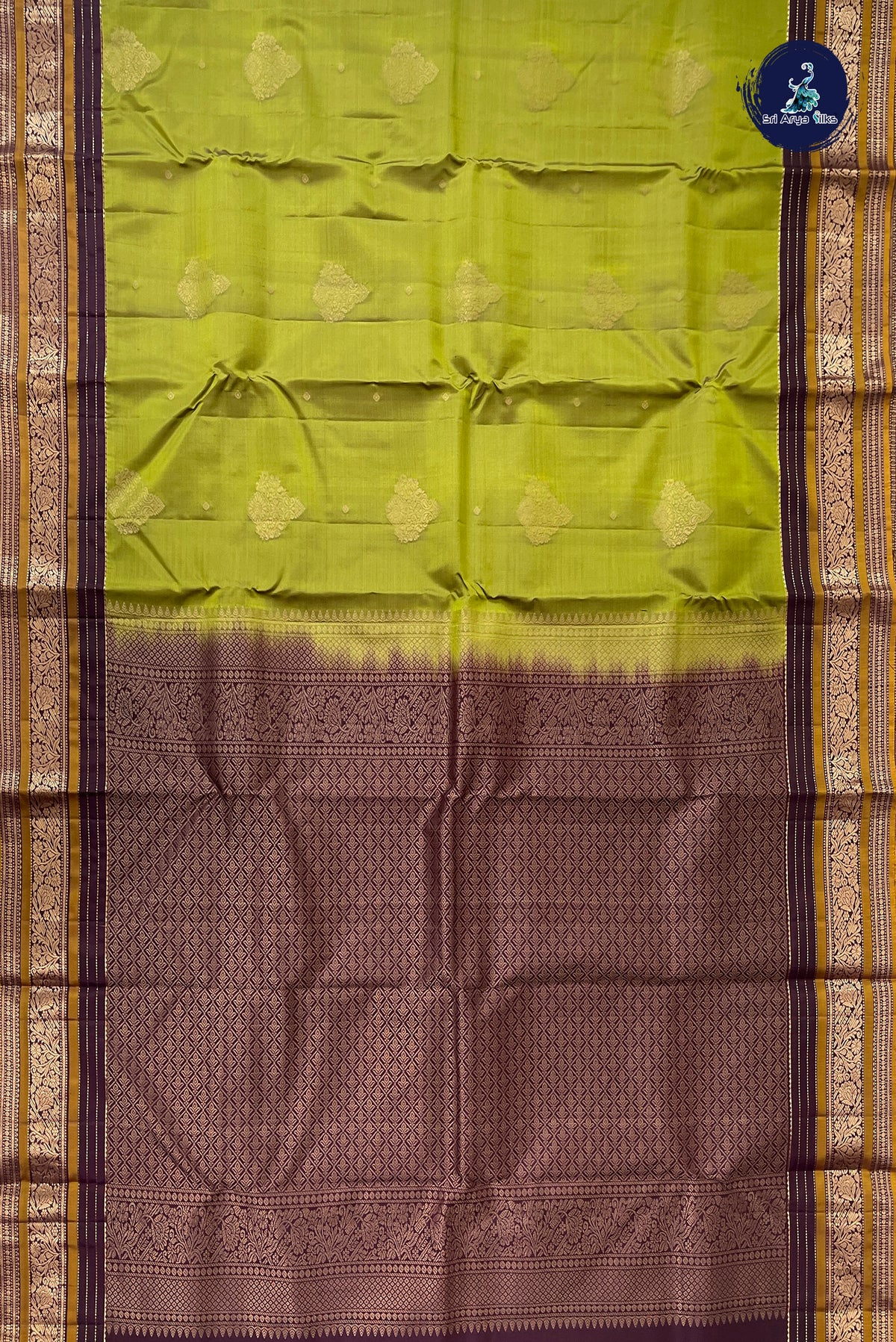 Mehendi Green Half Pure Silk Saree With Zari Buttas Pattern