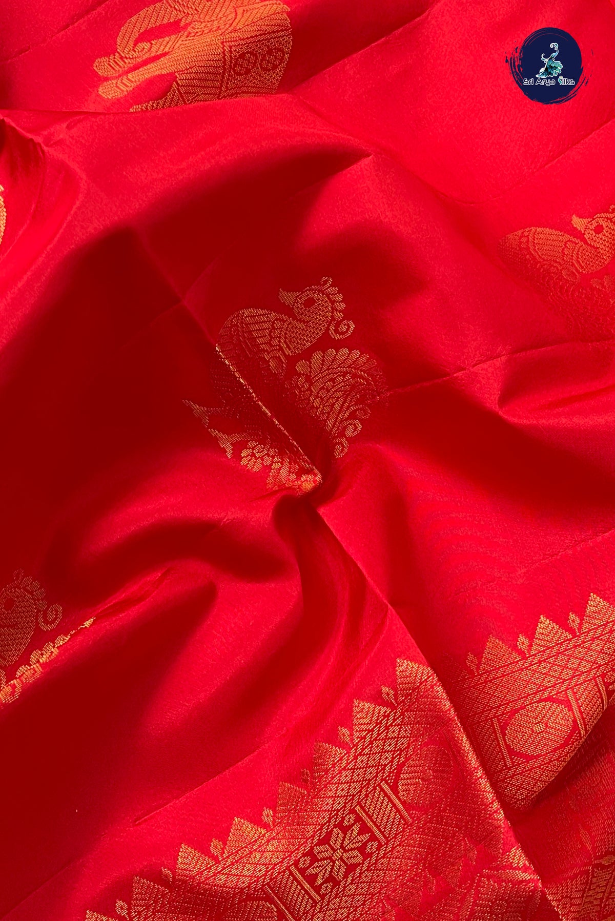Red Half Pure Silk Saree With Zari Buttas Pattern