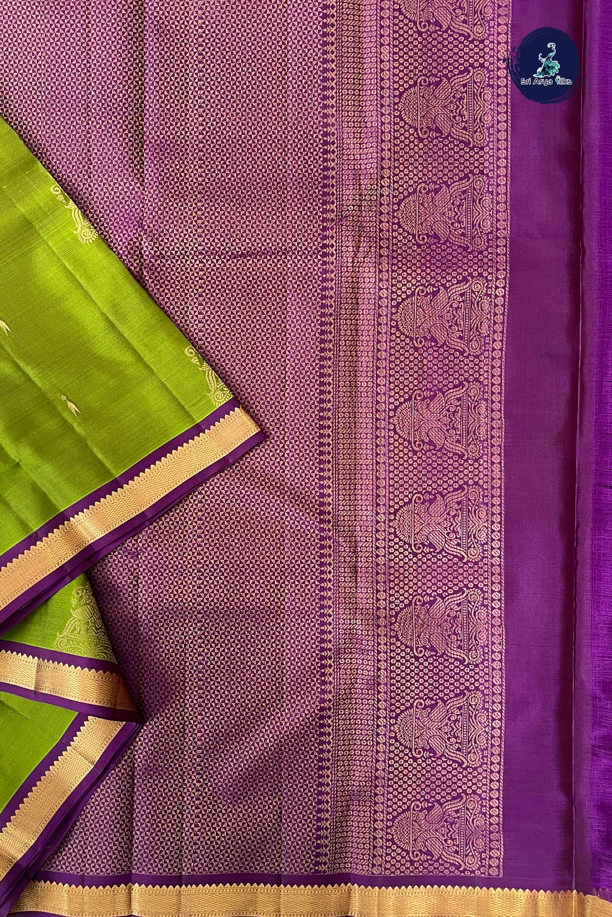 Green Half Pure Silk Saree With Zari Buttas Pattern