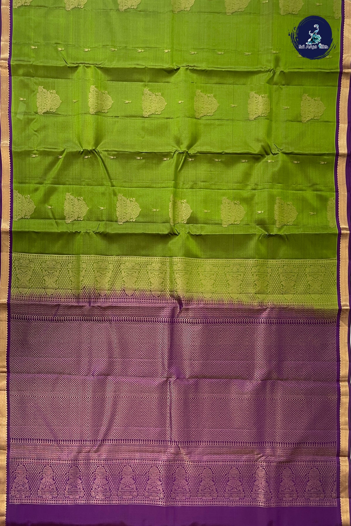 Green Half Pure Silk Saree With Zari Buttas Pattern