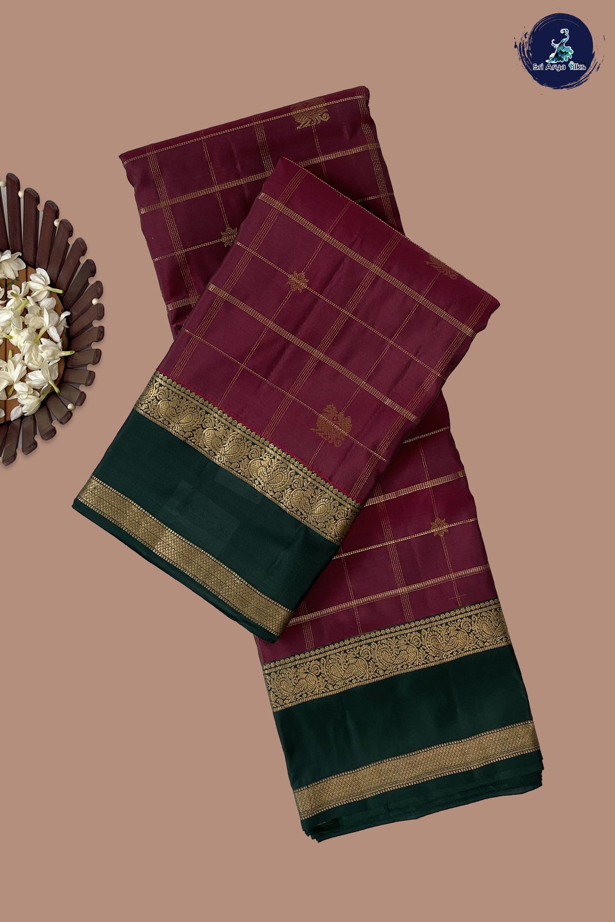 Arakku Half Pure Silk Saree With Zari Checked Pattern