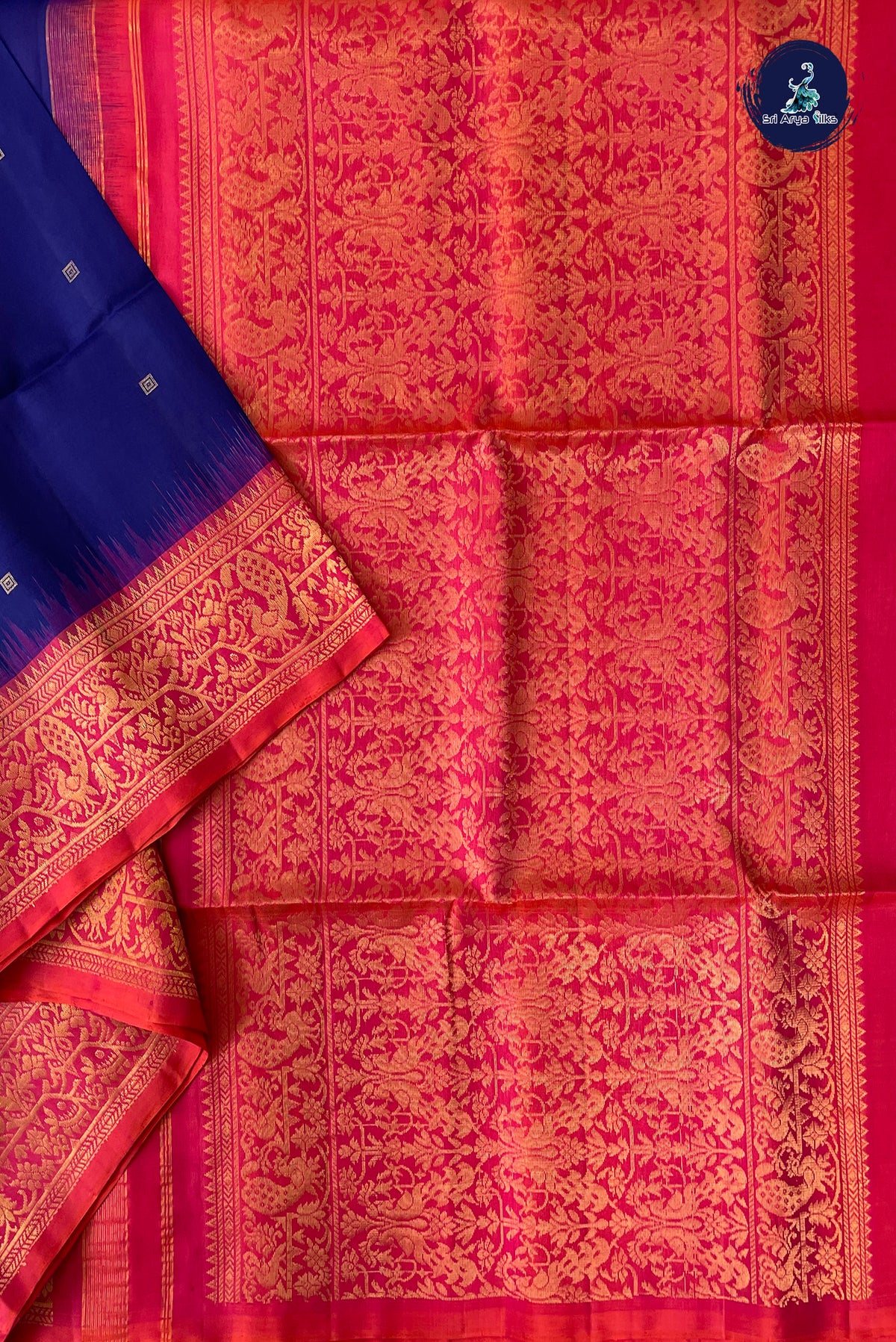Dark Blue Soft Silk Saree With Zari Buttas Pattern