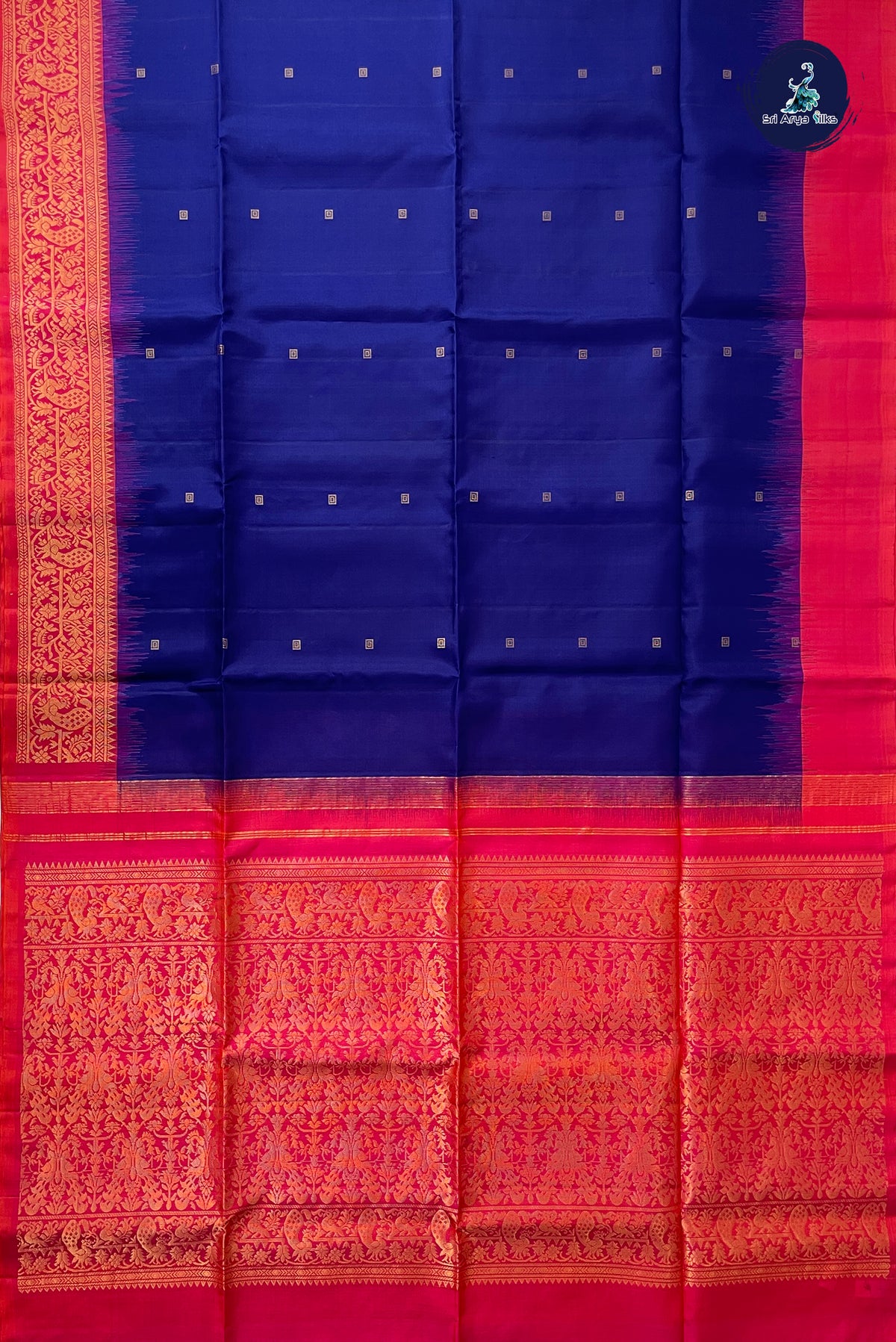 Dark Blue Soft Silk Saree With Zari Buttas Pattern