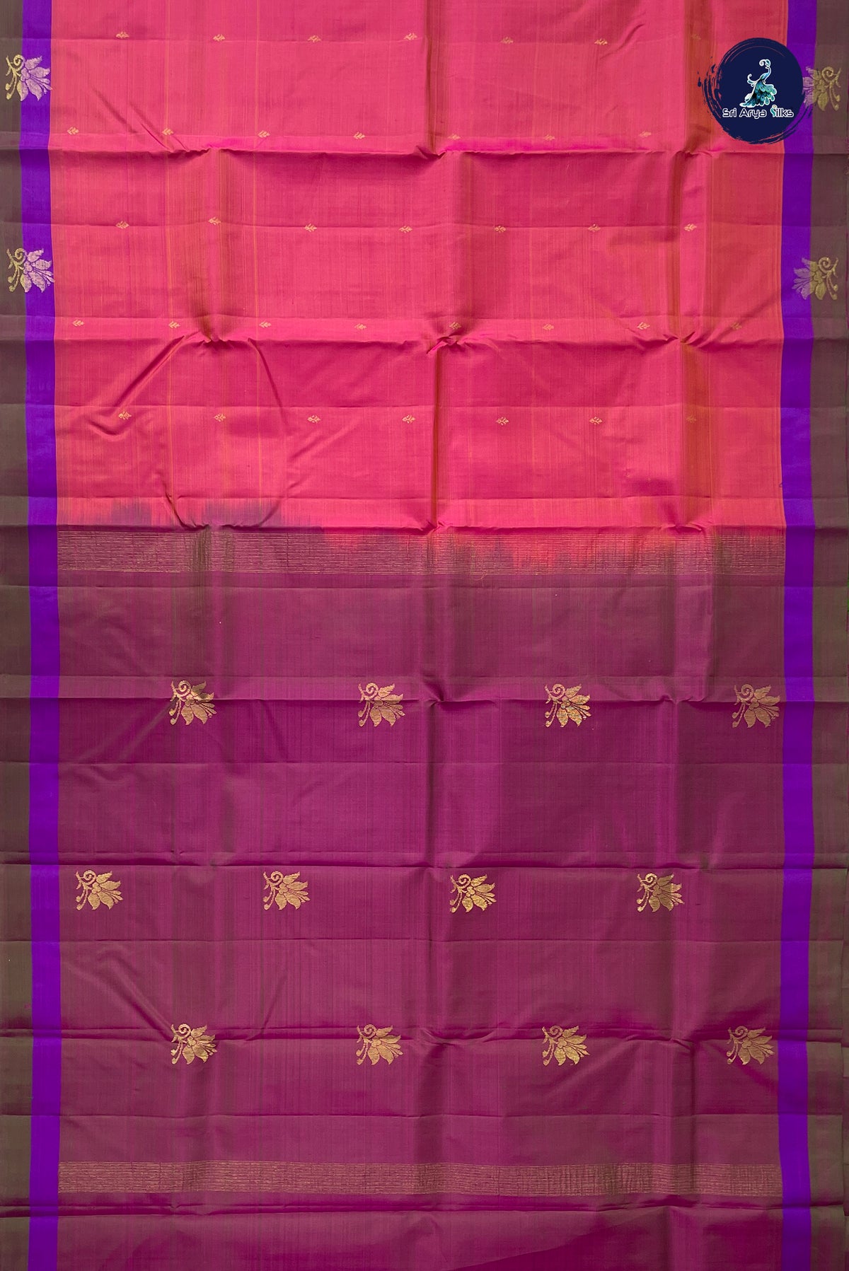Dual Tone Pink Light Weight Silk Saree With Zari Buttas Pattern