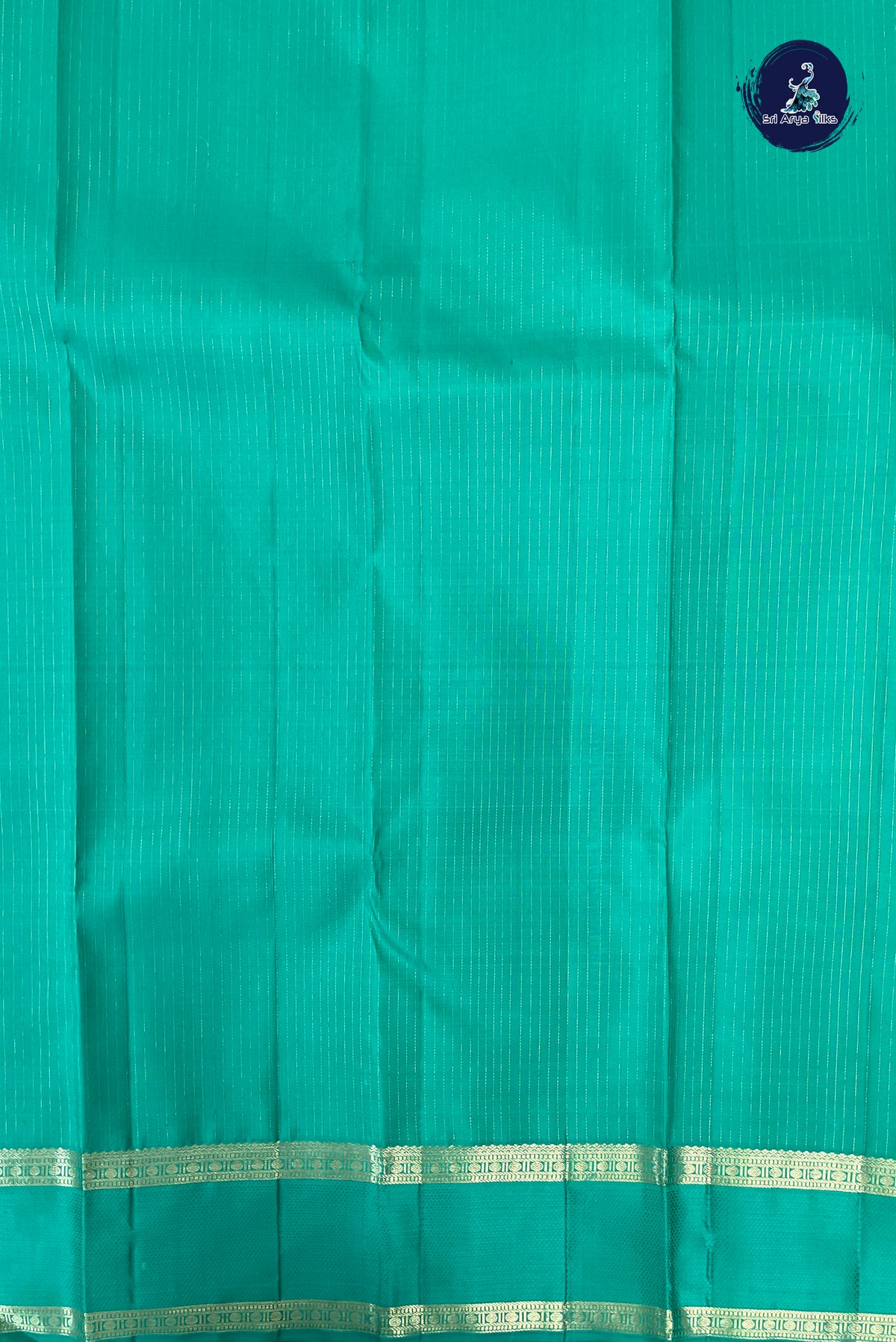 Sea Green Rettaippade Border Silk Saree With Zari Buttas Pattern