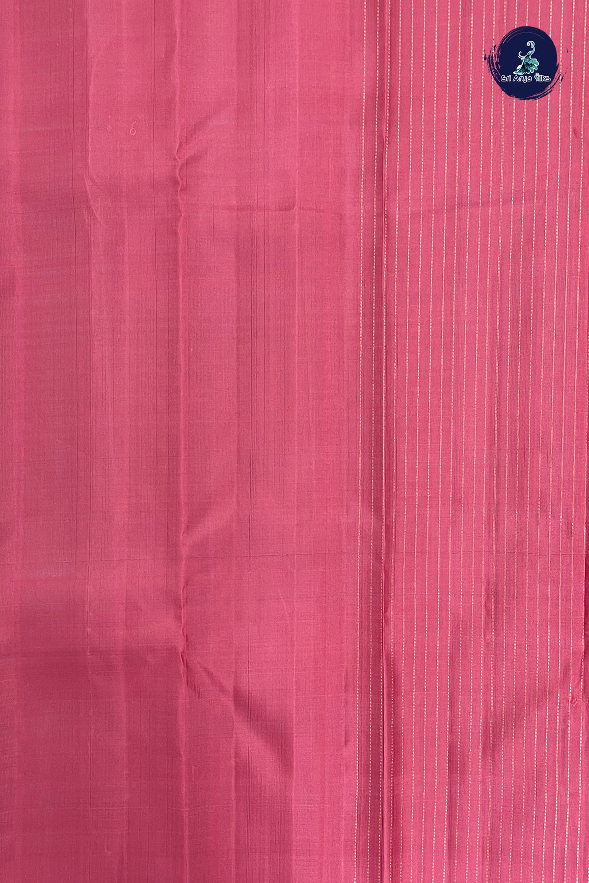 Pink Borderless Silk Saree With Stripes Pattern