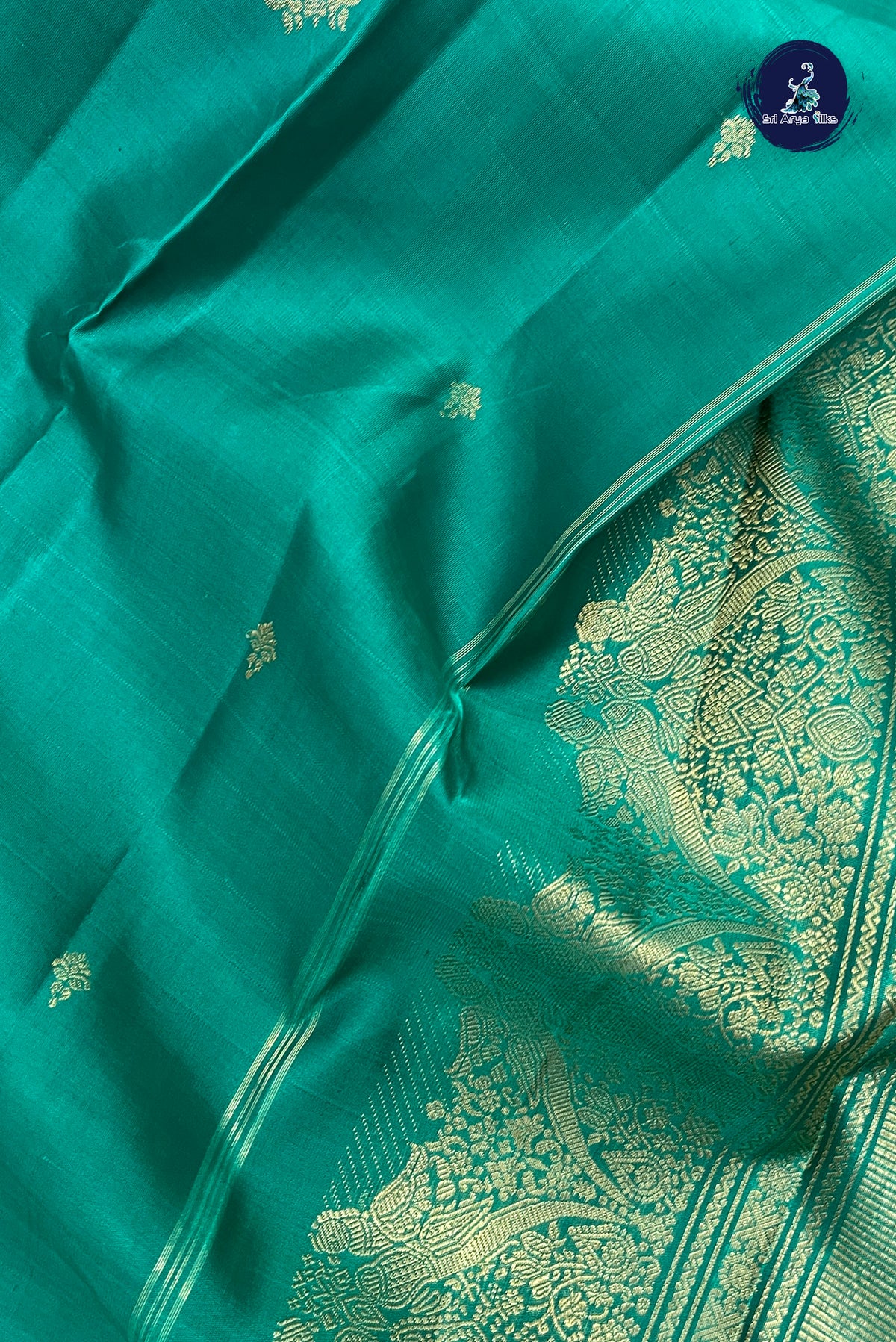 Green Bridal Silk Saree With Zari Buttas Pattern