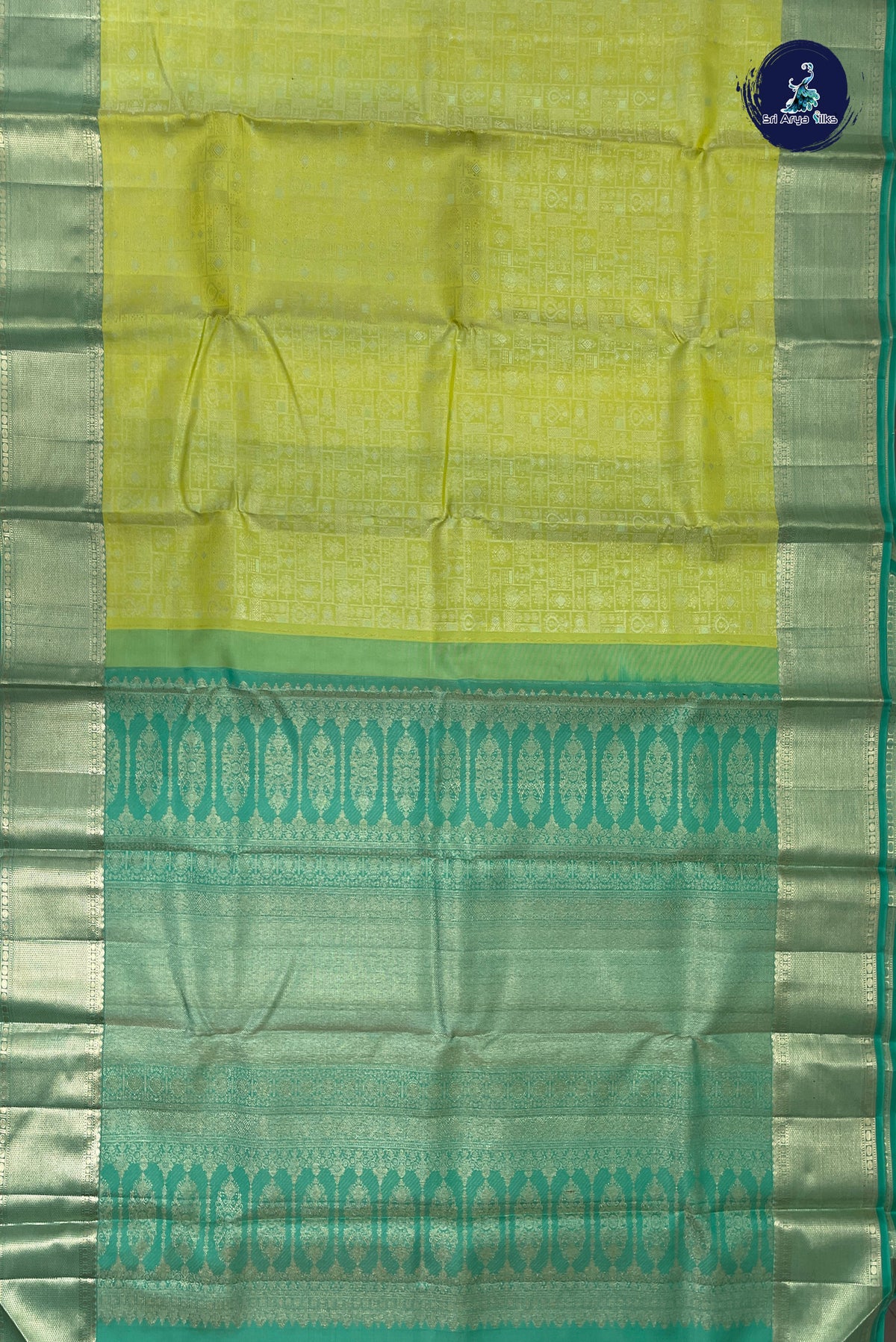 Yellowish Green Brocade Silk Saree With Jacquard Pattern
