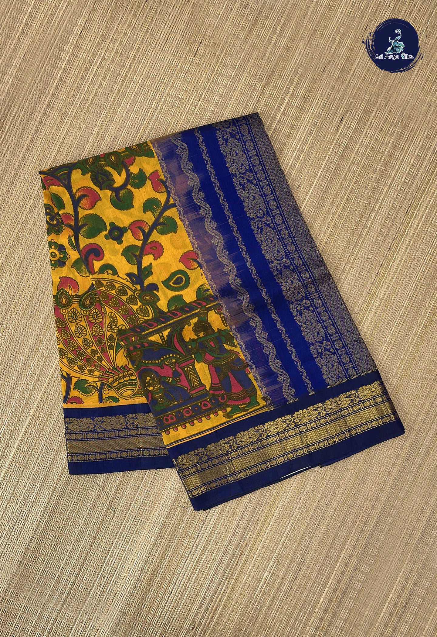 Yellow Korvai SilkCotton Printed pattern