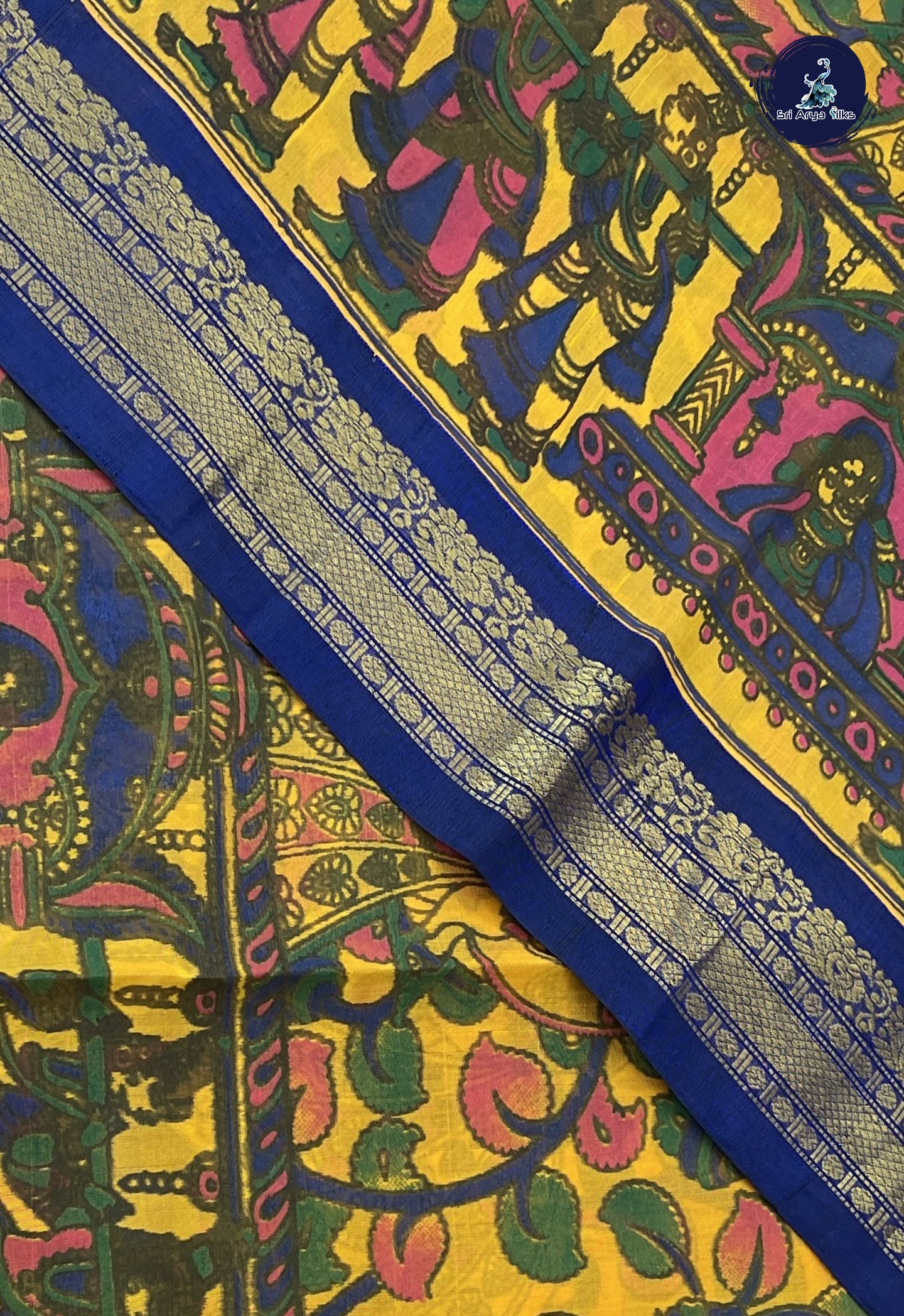 Yellow Korvai SilkCotton Printed pattern