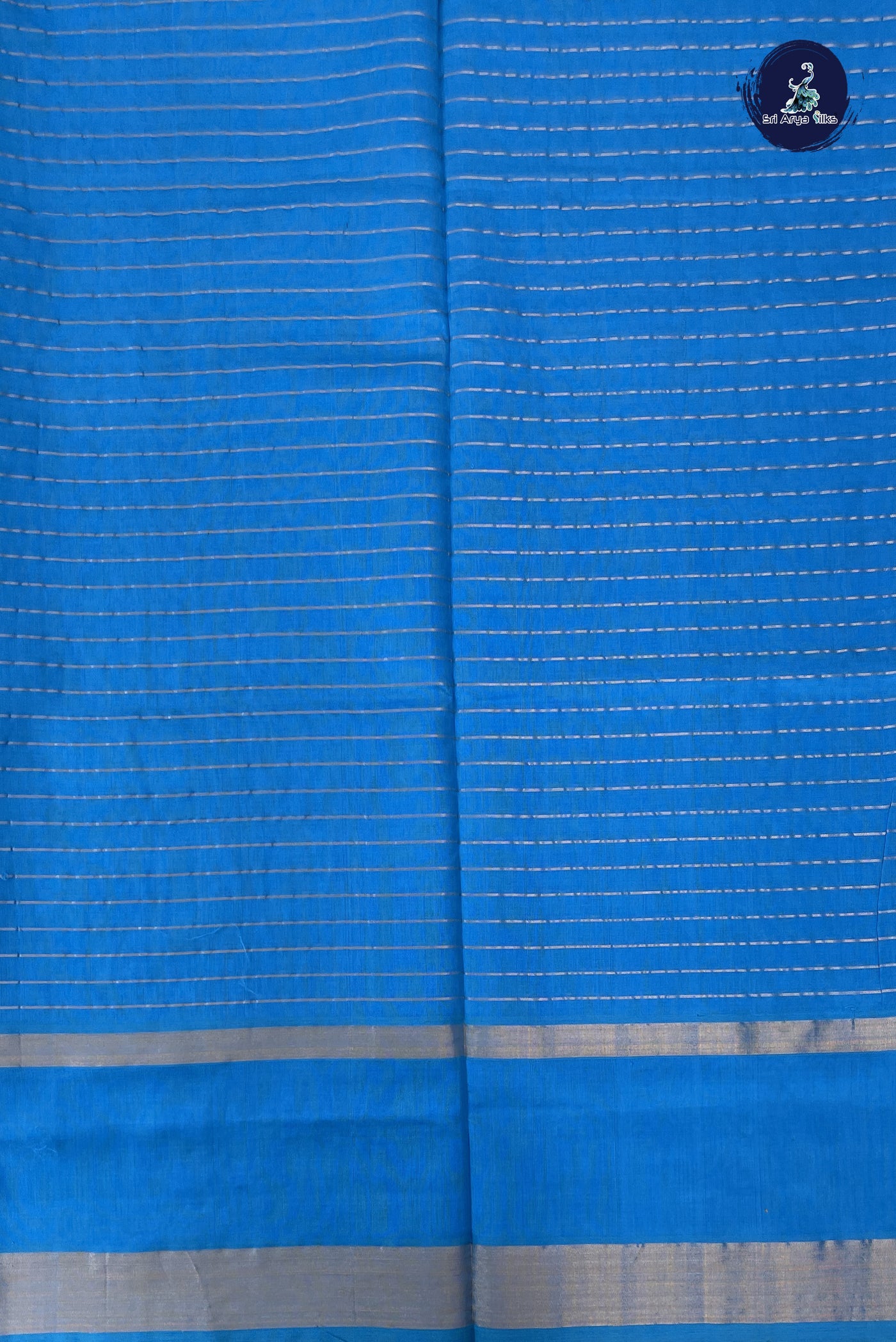 Copper Sulphate Blue Checked Saree With Zari Checked Pattern