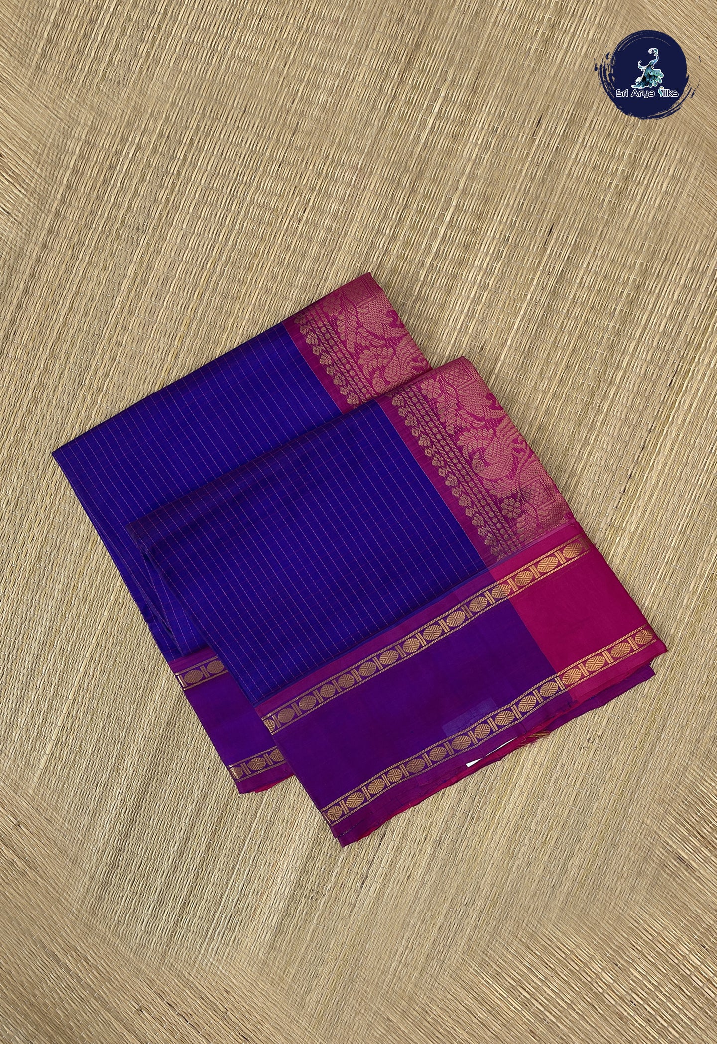 Purple Silk Cotton Saree With Thread Work Pattern